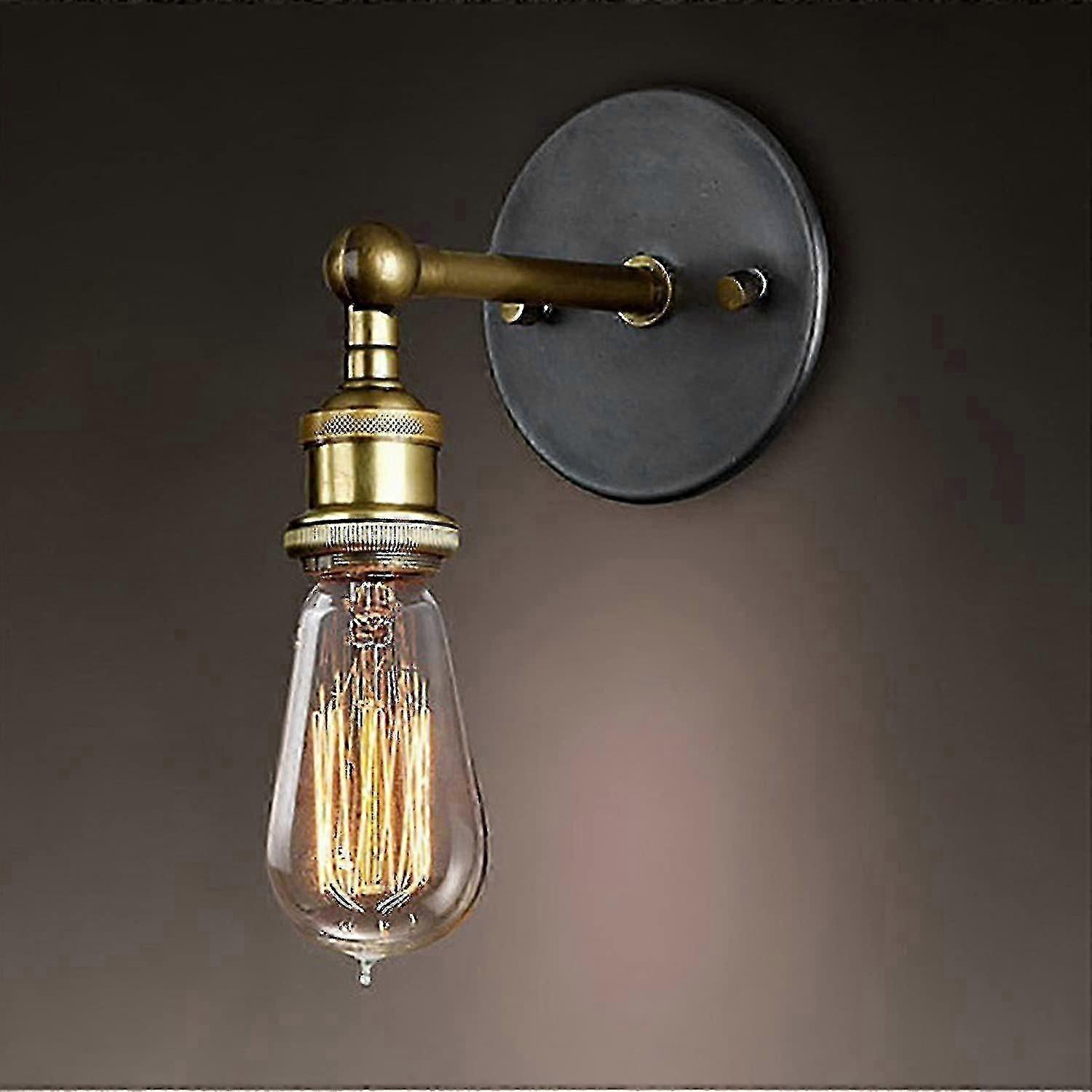 Retro wall lamp, copper headed retro brass adjustable industrial metal wall lamp, with E27 socket, suitable for home, restaurant, and caf decoration