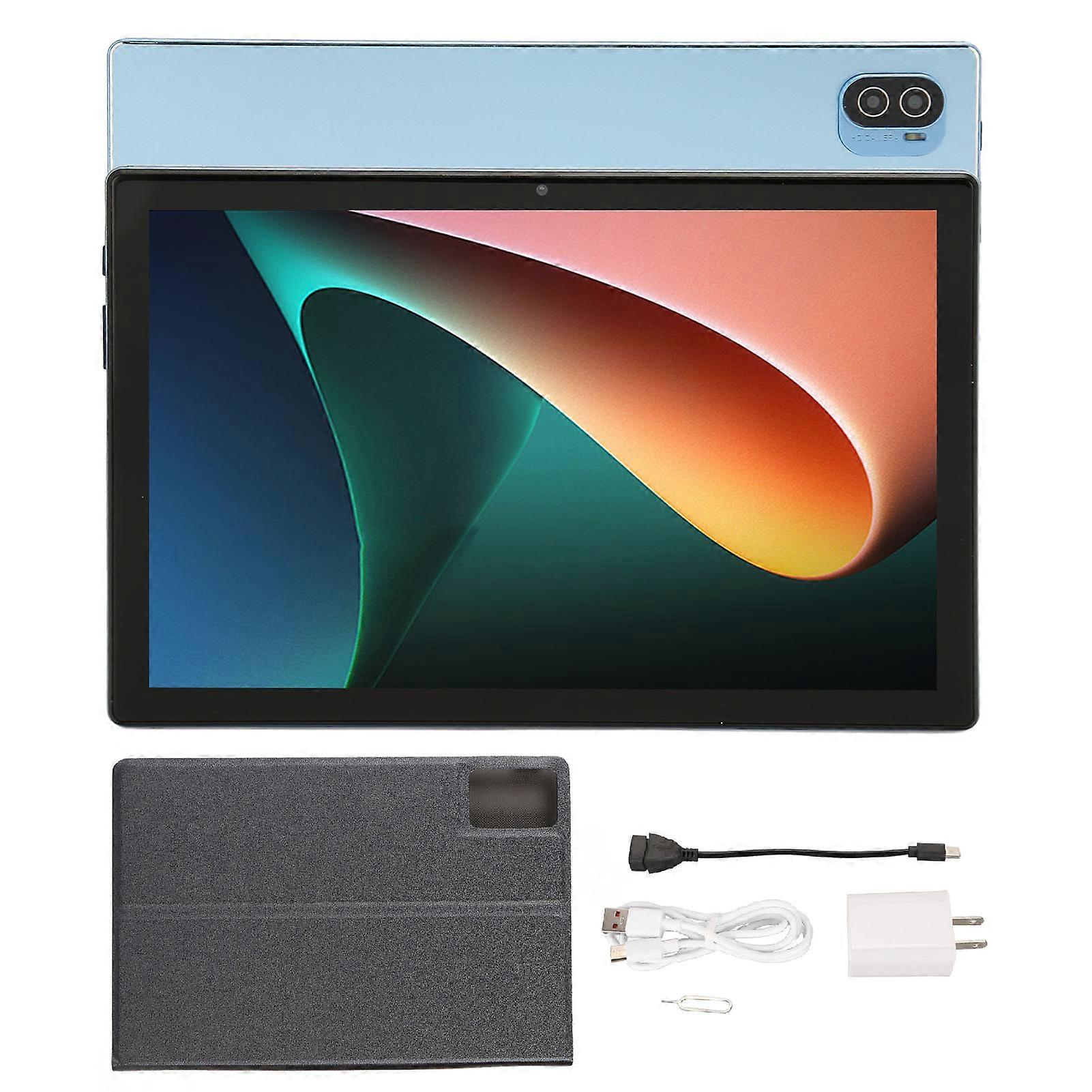 10.1 Inch Multifunction 8GB RAM 256GB ROM Octa Core CPU 5GWIFI 4G Network Tablet PC for Android 12.0 with Case Blue