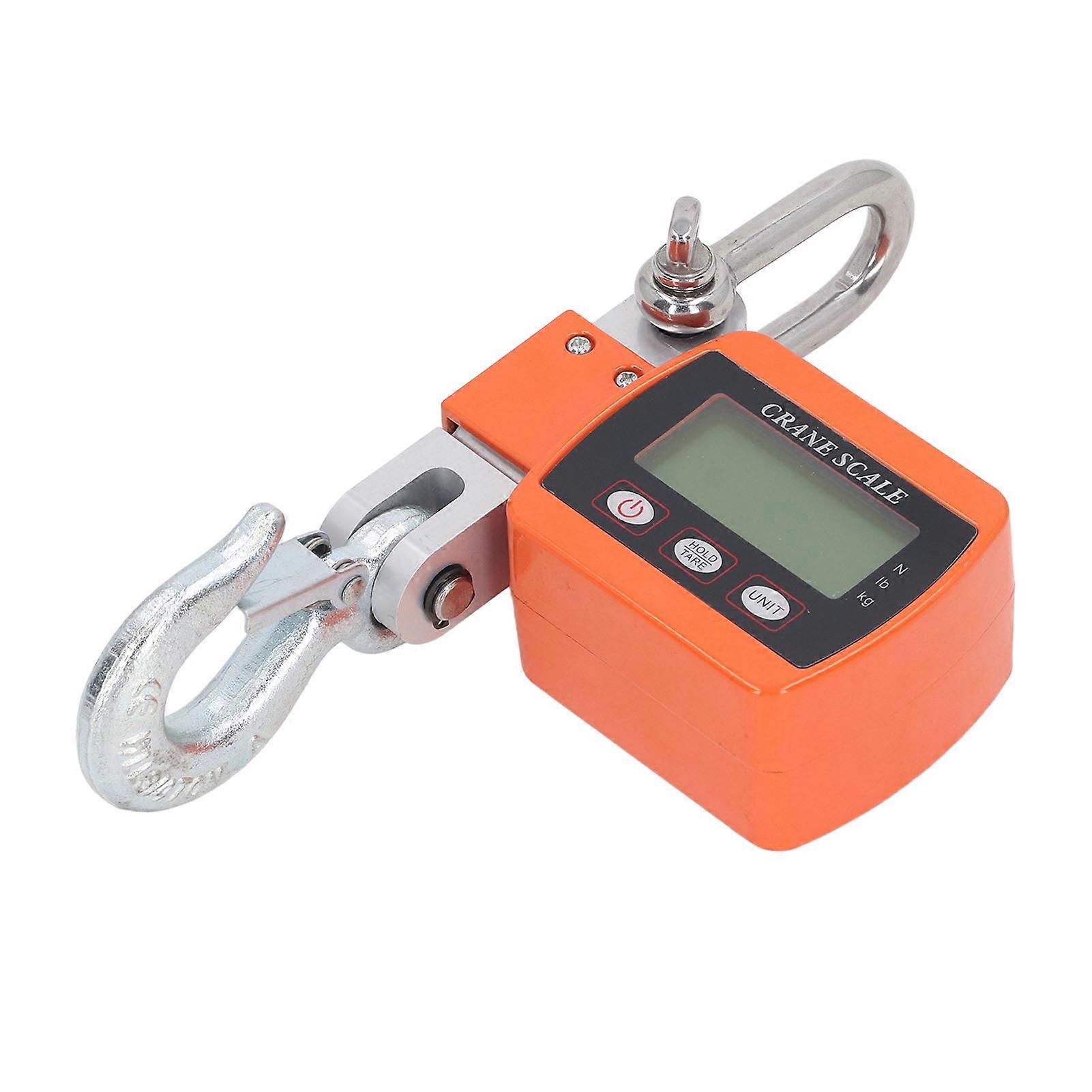 Orange Hanging Hook LCD HD Digital Display High Accuracy Sensor Electronic Crane Scale 1102lb 500kg