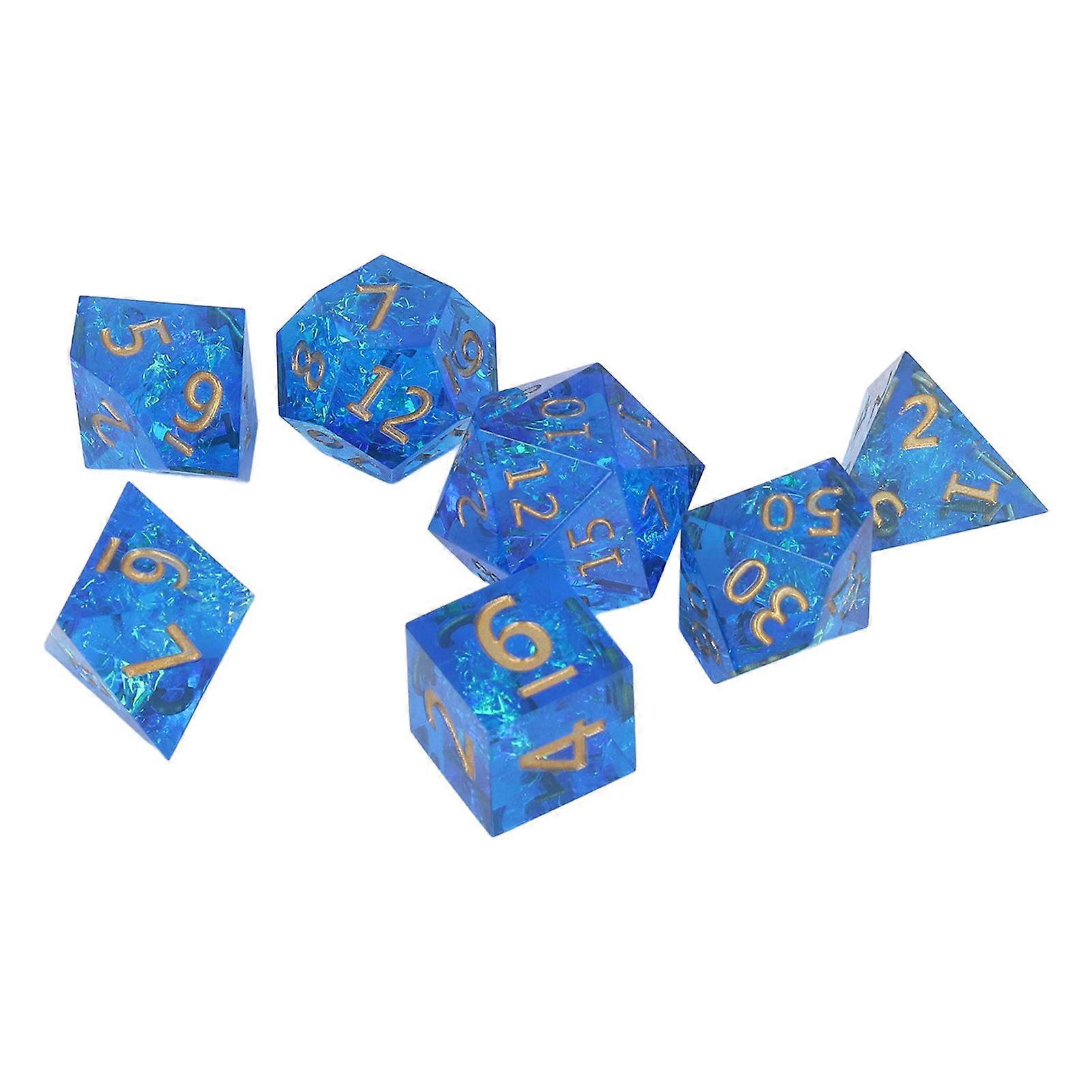 Translucent Resin Portable Polyhedral Long Lasting Semitransparent Resin Dice Set for Board Game