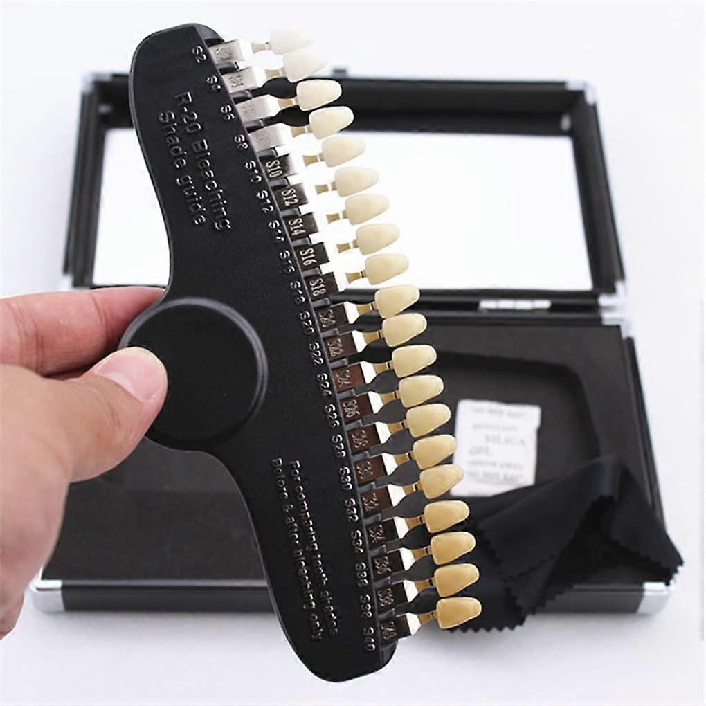 20/27 Color Teeth Whitening 3D Shade Guide Tooth Bleaching Shade Chart Board with Mirror Dentistry Color Comparator Dental Plate(Size:20Colors)
