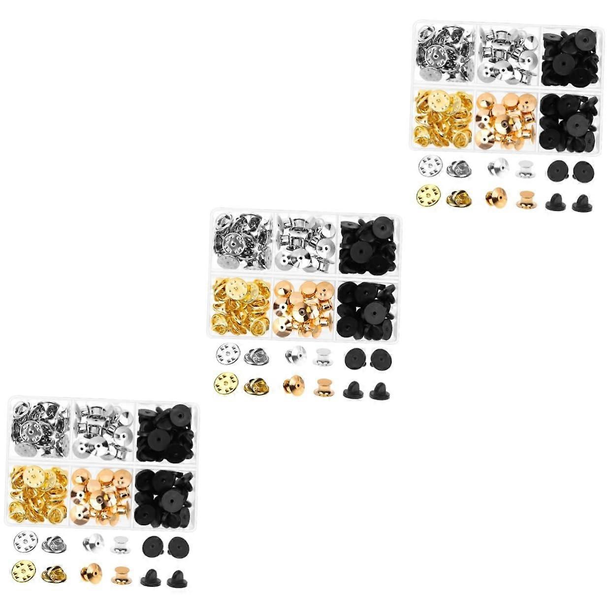 3 Boxes Pin Brooch Finding Backs Keepers Clasp Set Multi-Function Rubber Pin Back Clutch for Daily Use and Pin Badges