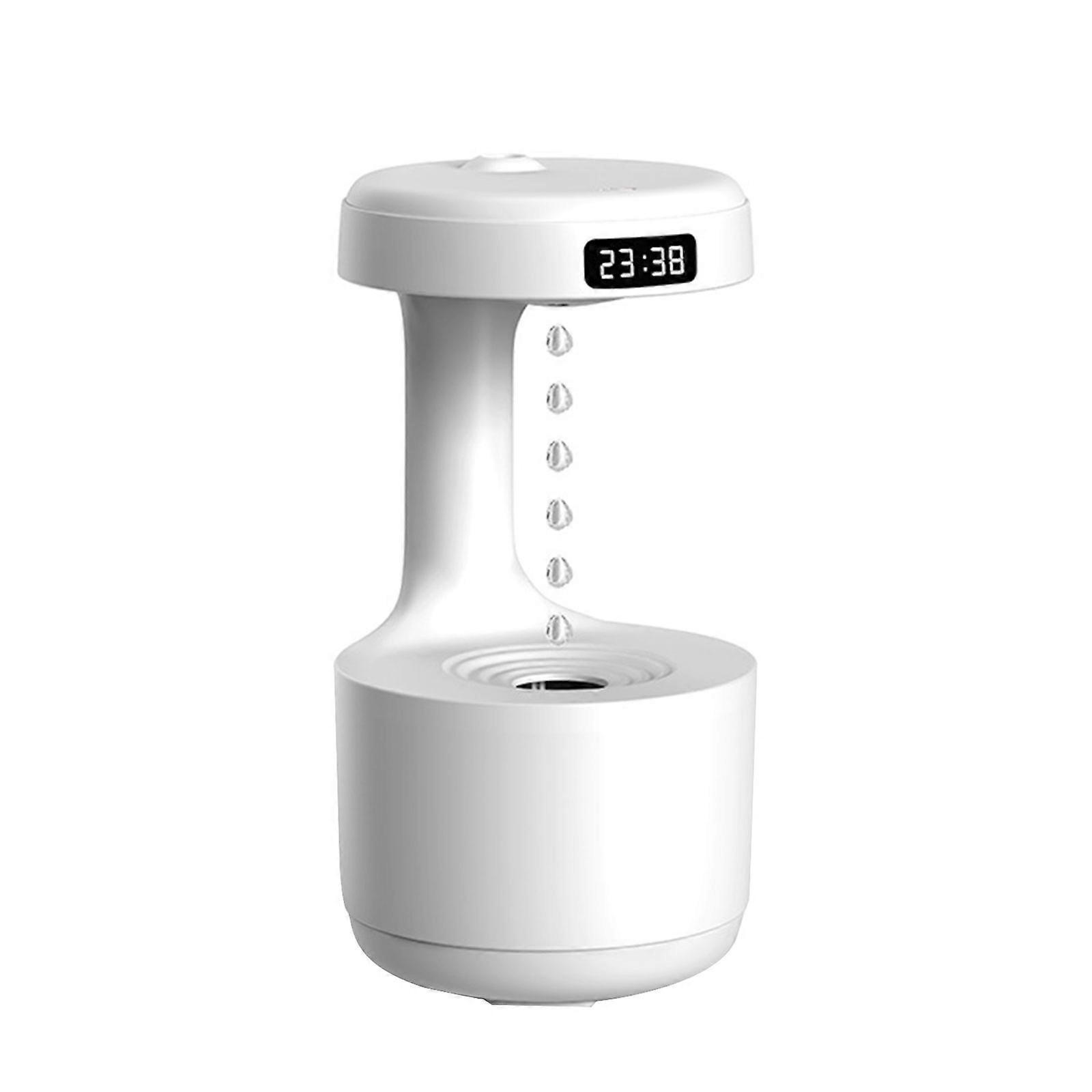 800ML Air Humidifier Anti-Gravity Funny Water Droplets UltrasonicsCool Mist Maker Foggers Diffuser with LED Display Home  White