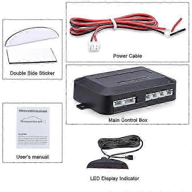 LED Parking Sensor Controller with Backlight Display for Reverse Backup Radar Monitor Detector System, Compatible with 12V-24V Vehicles