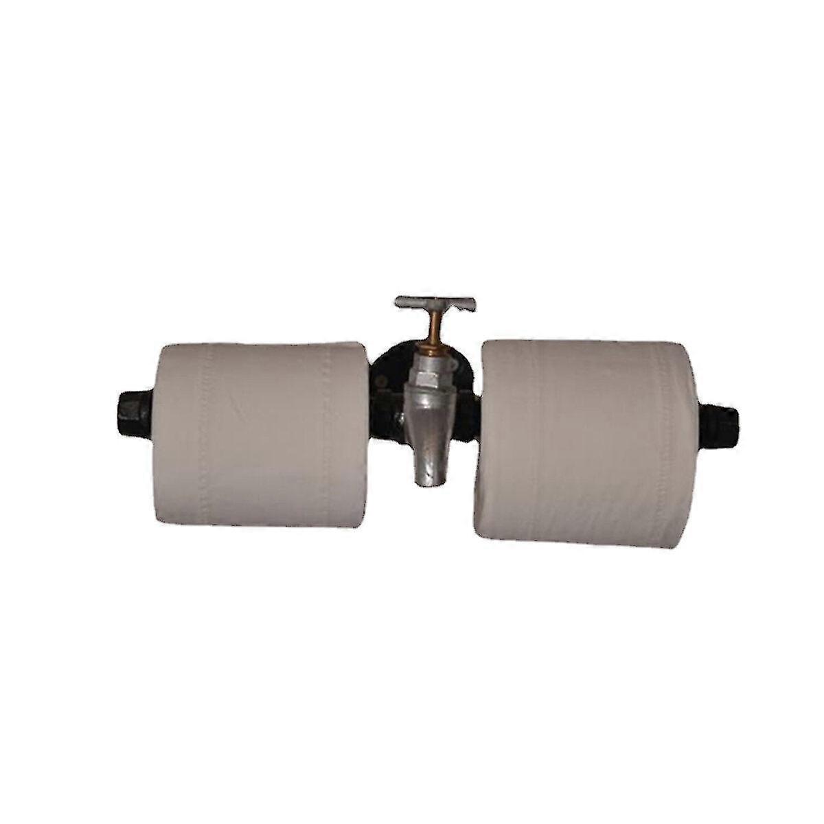 Vintage Style Wall-mounted Toilet Paper Holder with Pipe Shelf Designed for Bathroom Use