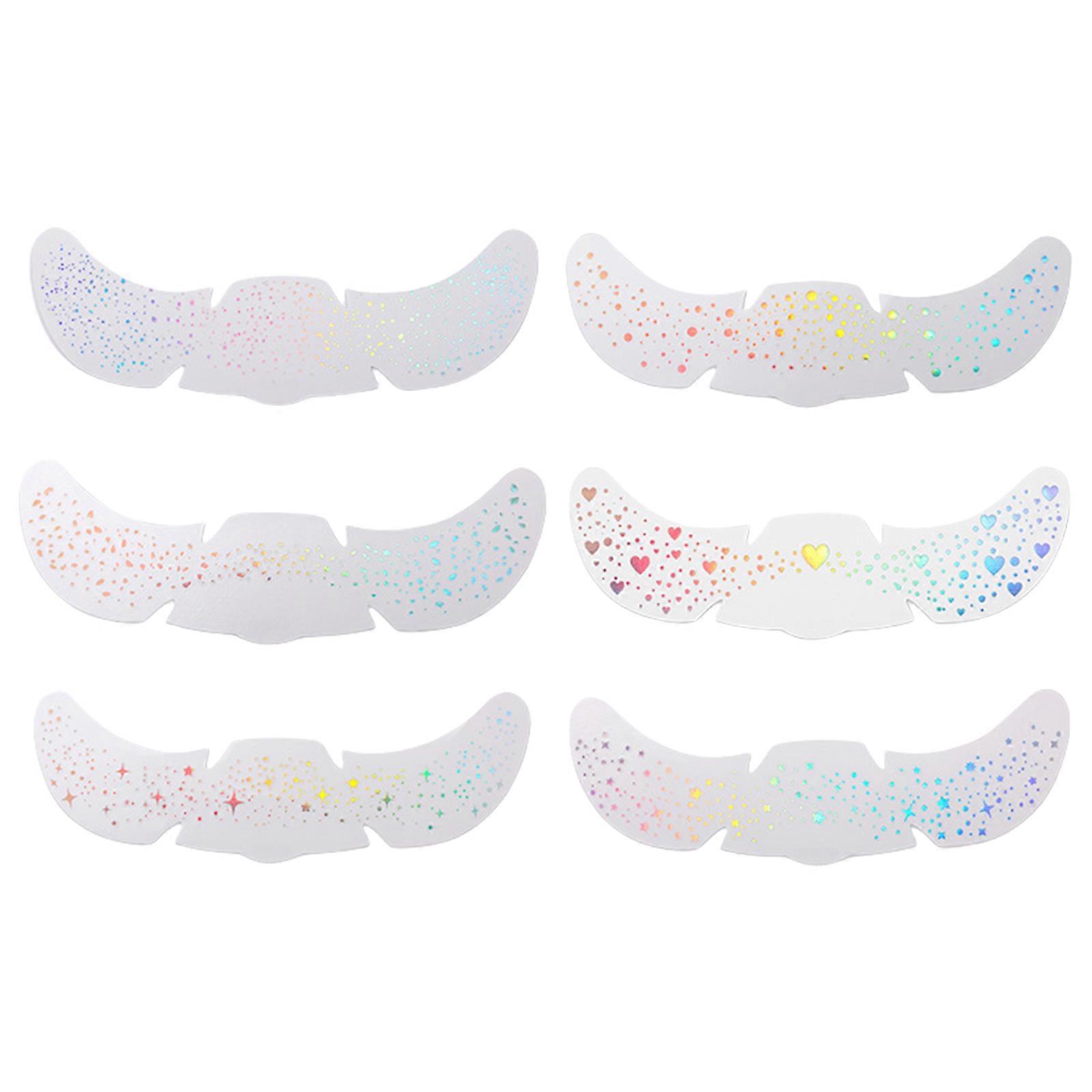 6 Sheets Glitters Freckles Face Tattooing Temporary Sparklling Speckles Makeup Accesories for Festivals and Parties