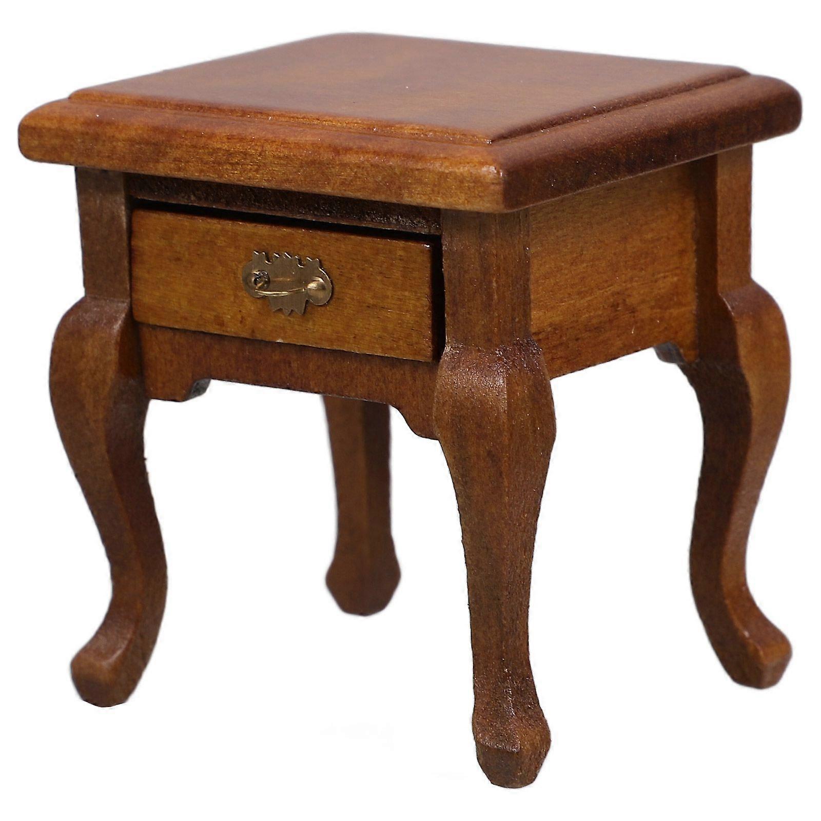 درج طاولة نهاية مصغرة طاولة دمية خشبية 1:12 مقياس جوانب السرير لغرفة المعيشة غرفة النوم الأثاث الملحقات