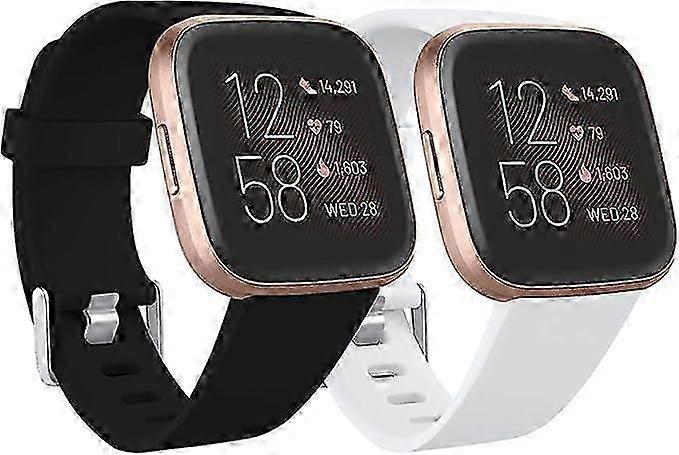 Compatible with Fitbit Versa Strap/Fitbit Versa 2 Strap, Soft Silicone Sports Replacement Strap for Fitbit Versa 2/Fitbit Versa Lite/Versa SE, 2-Pack