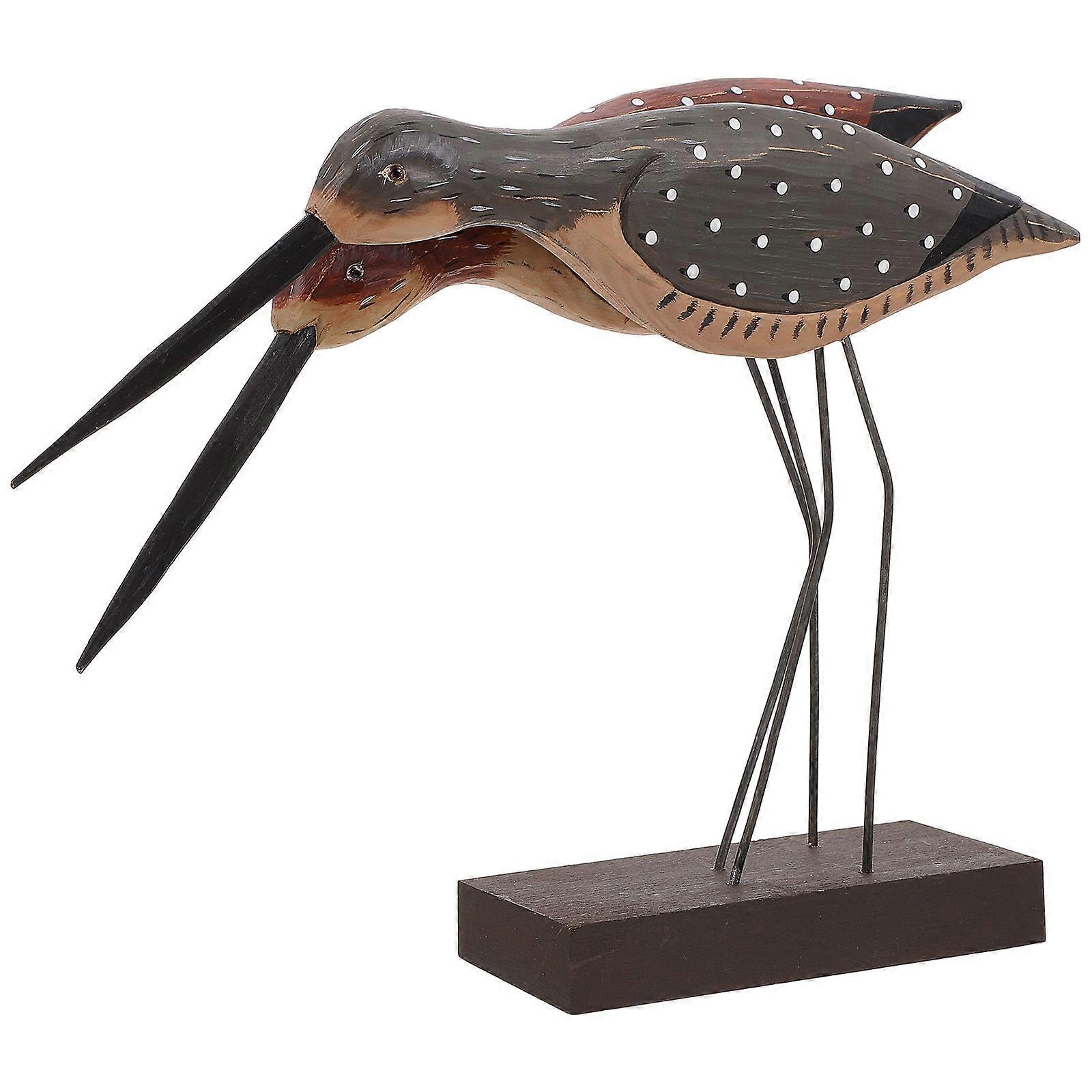 Wooden Craft Double Bird Statue Decorative Sea Bird Figurine Home Decor