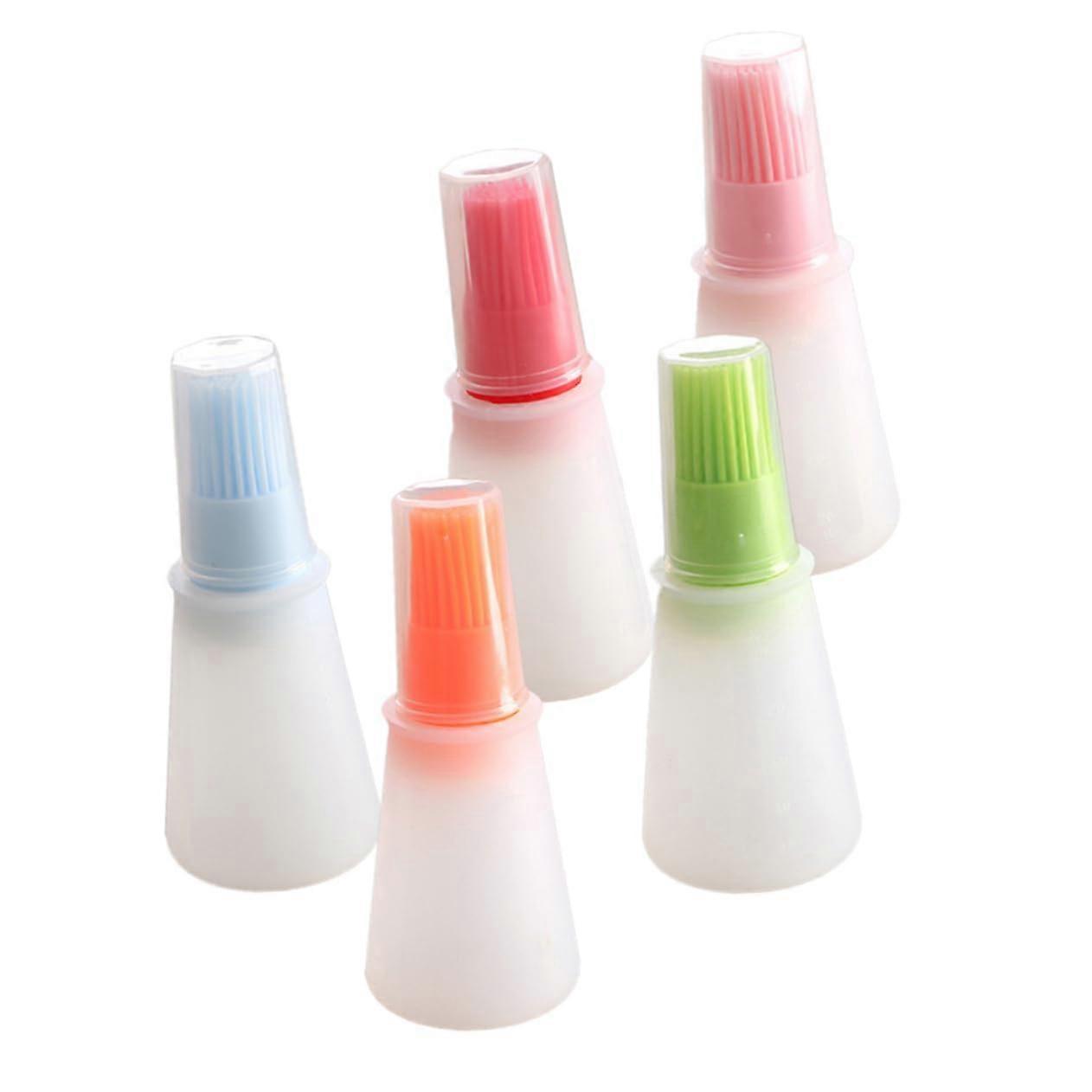 Grill Oil Bottles Brush Set Of 5 12x5 cm Assorted Colours Cooking Brush Kit For Roasting And Baking