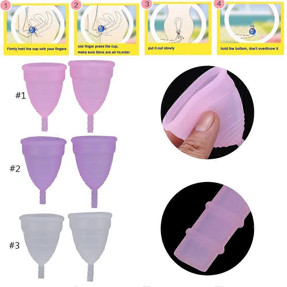 2PCS/Se Menstrual Cup for Beginners-Soft Reusable Period Cup-Tampon and Pad Alternative - Cleaner Disposable