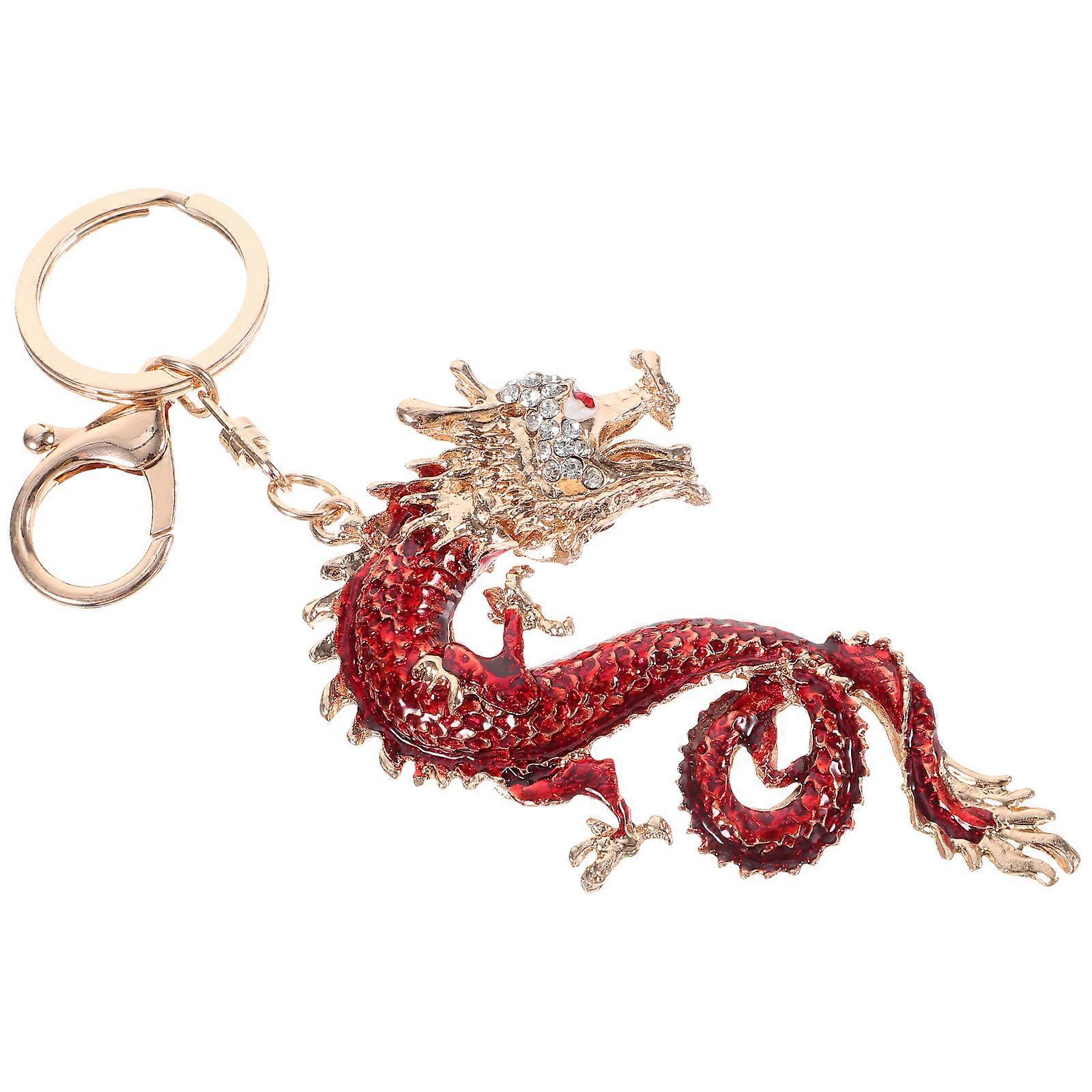 Red Theme Dragon Keychain, Detailing, Handbag Accessory