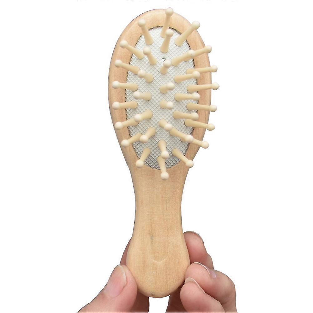 مشط تدليك خشبي محمول مع وسادة مطاطية وسادة لفرشاة مدلك فروة الرأس مشط شعر السفر لتخفيف التوتر وفك تشابك الشعر وتحسين الدورة الدموية