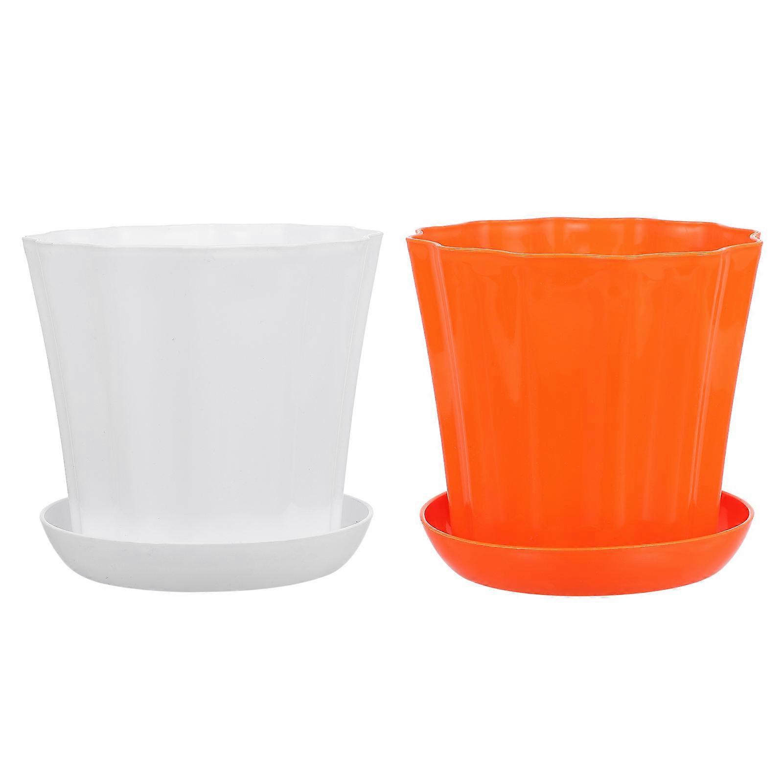 Creative Succulent Flower Pots Plastic Material Wave Edge Design for Use in Room Table 2Sets