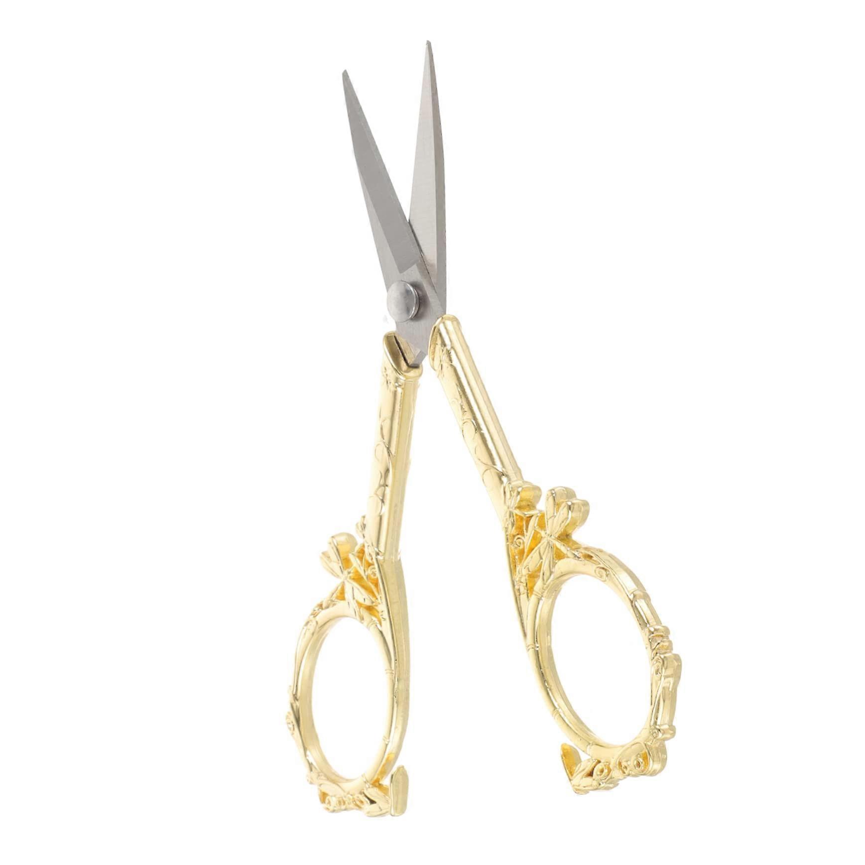 Vintage Small Embroidery Scissors - Gold Craft Scissors for DIY Cross Stitch Fabrics, Lightweight and Portable for Home and Office