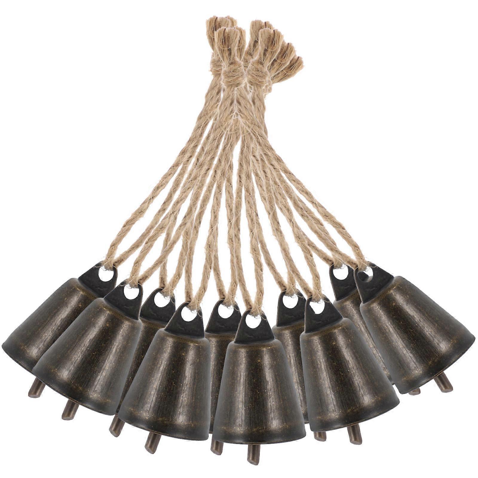 素朴な吊り下げ鐘風鈴DIYクラフト用品10個多色ベルペンダント庭と家の装飾用