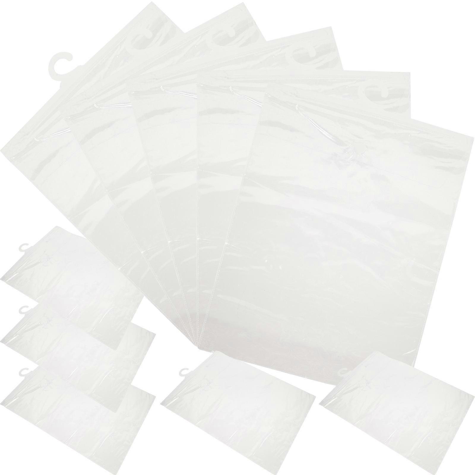 Transparent Hanging Storage Bags Rectangular Simple Design Classroom Use 34x22cm Plastic 10Pack