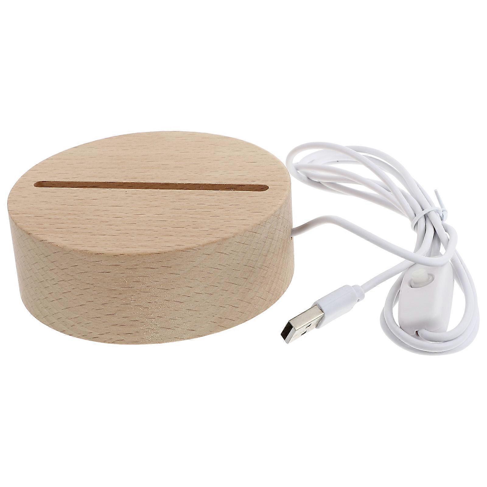 White Night Lamp Stand with USB Light Base for Decor Compact Round Shape Small Size