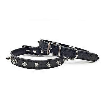 Zwarte Hond Puppy Honden Katten Huisdier Lederen Studded Halsbanden -klein-zwart