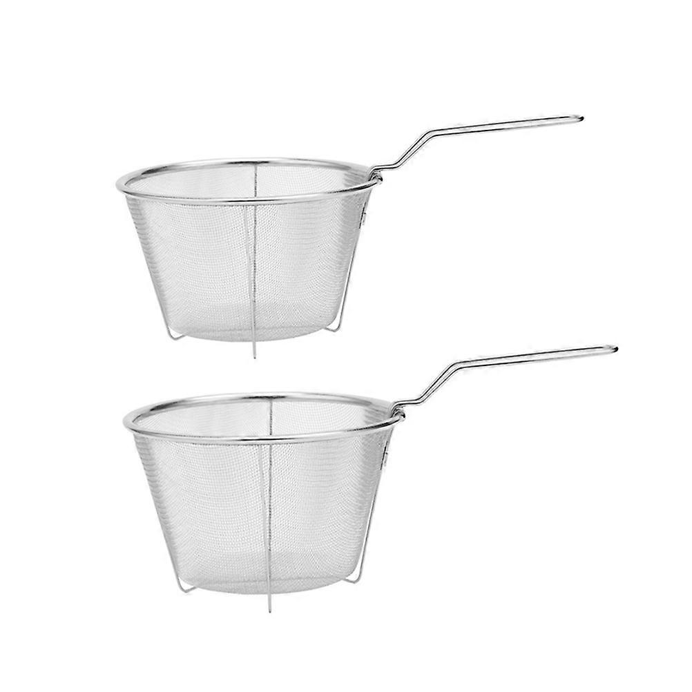 Kitchen Baskets Foldable Handle Frying Baskets Hotels 12.50X7.07X4.52in Fine Mesh Filtering 2Pcs