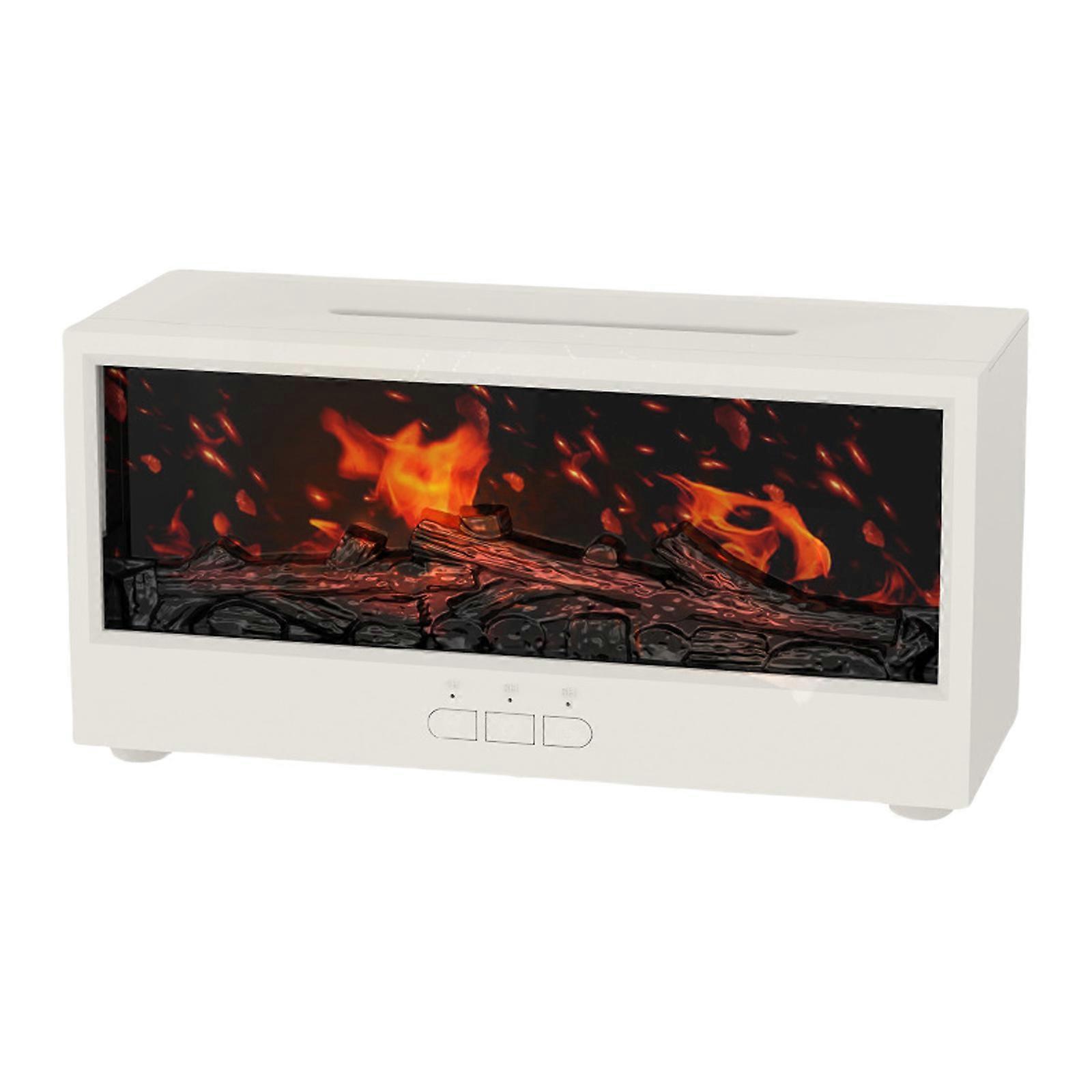 Fireplaces 3D Flame Aromas Air Humidifier with LED Light Battery Operated Essential Oil Diffuser for Home Office White