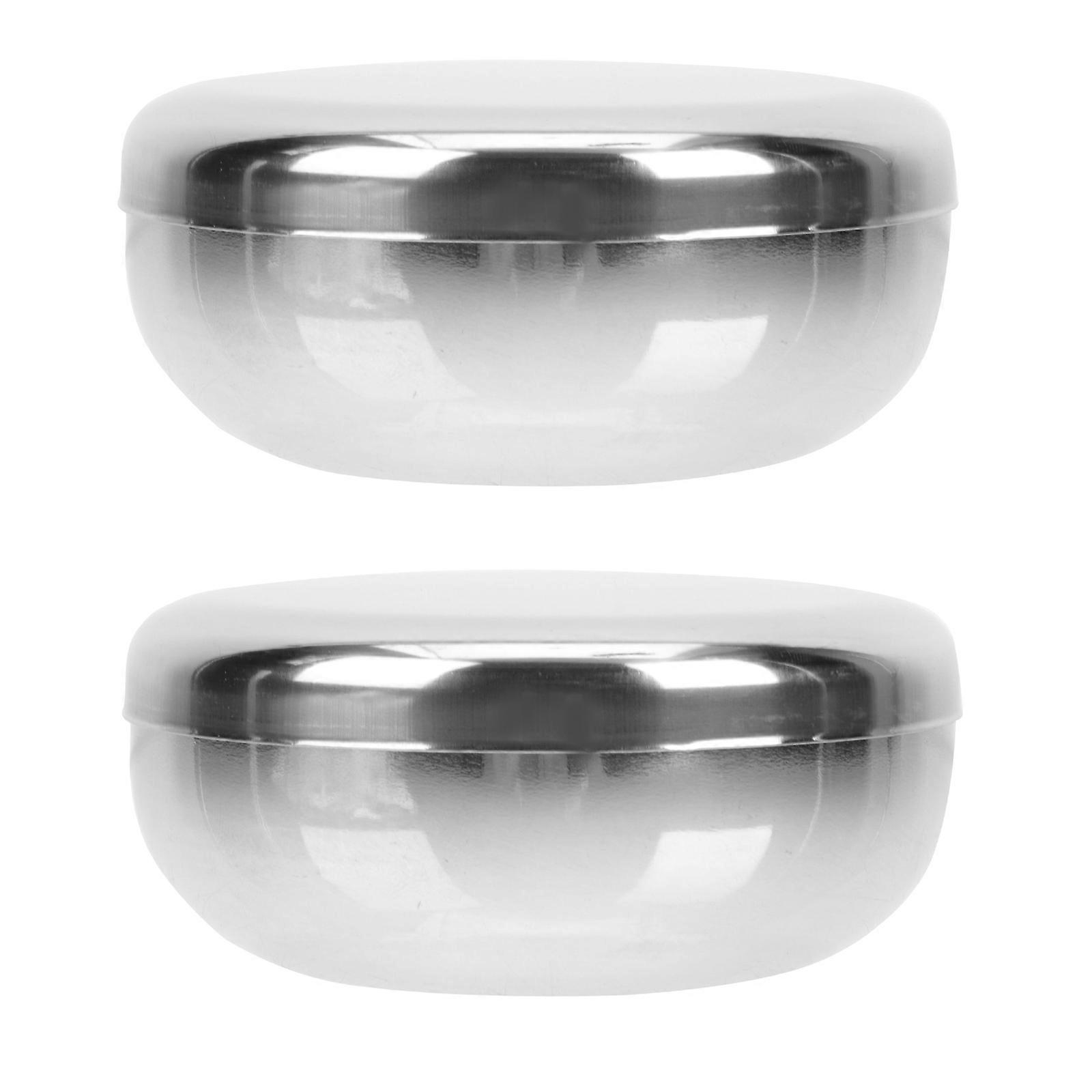 2 Sets Korean Stainless Steel Rice Bowls with Lids for Steaming, Soup & Snacks – Premium Quality Home Use Bowls