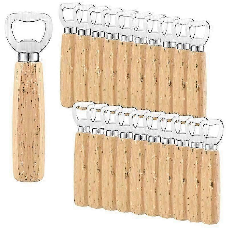 バーテンダーのための20個のビールボトルオープナーオープナーステンレス鋼の木材