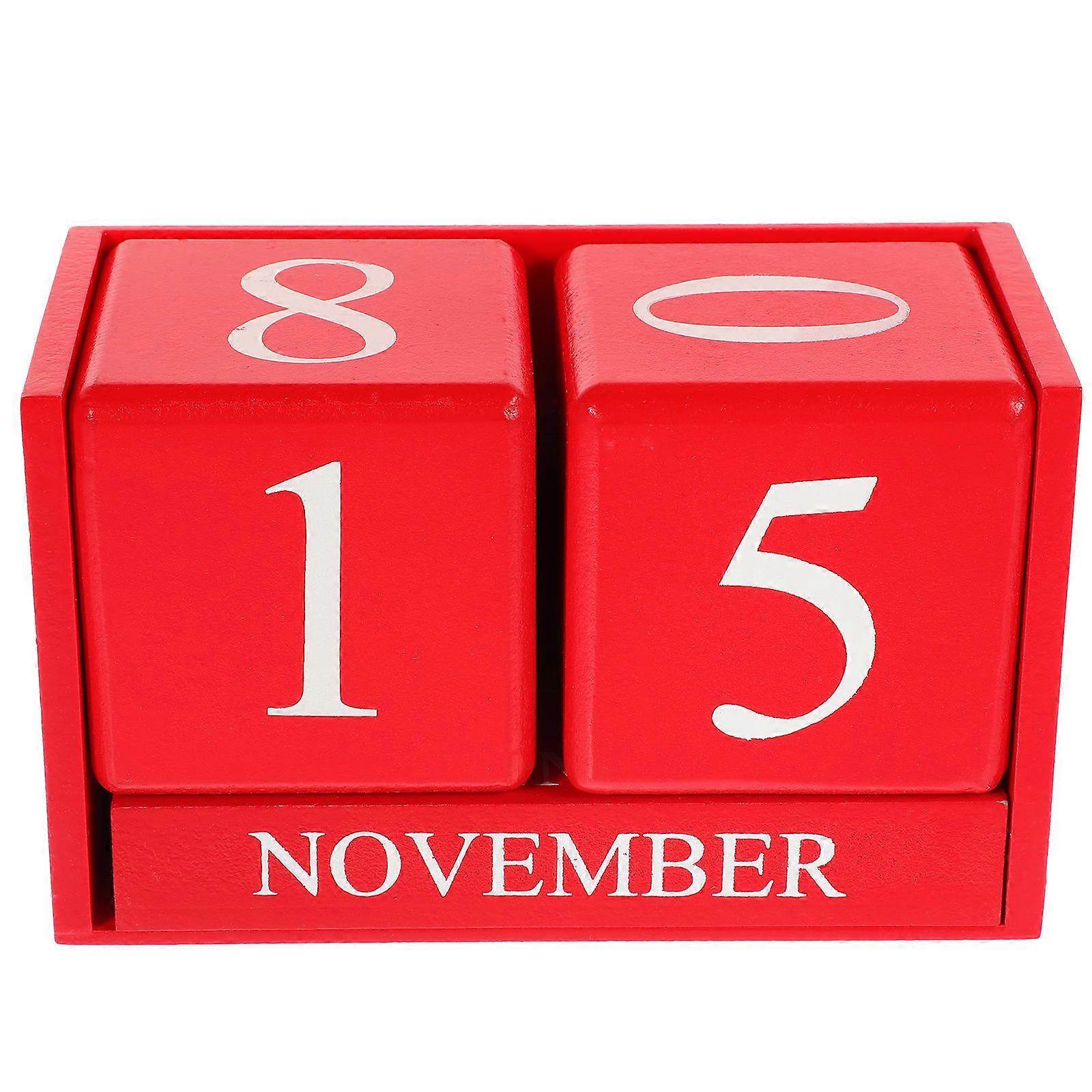 Decorative Table Calendar Rectangular Block Supply Red 15.80X9.80X7.20CM Date Adjustment 1Pack