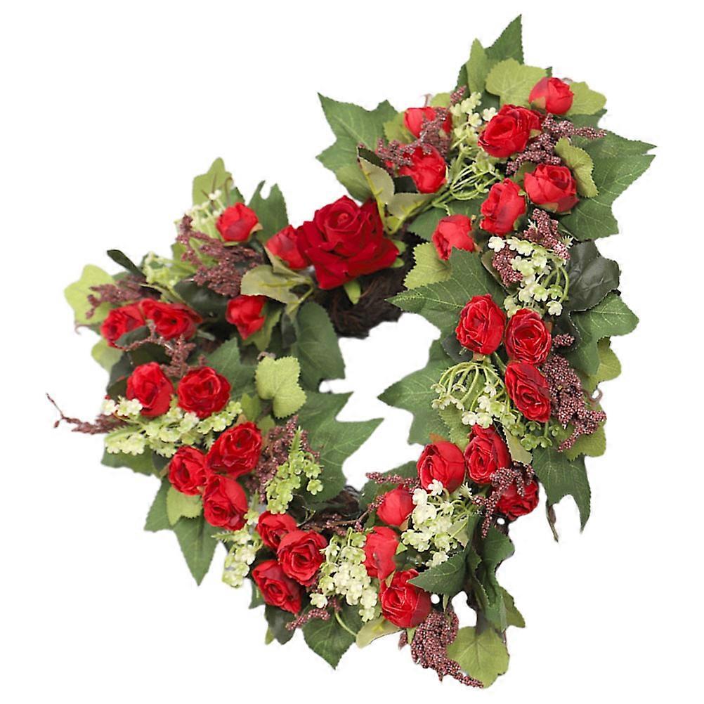 Heart Shaped Flower Wreath Valentine's Day Decoration Rattan Material Wedding Engagement Anniversary Birthday Party 13.8×13.8×3.1in 1Set