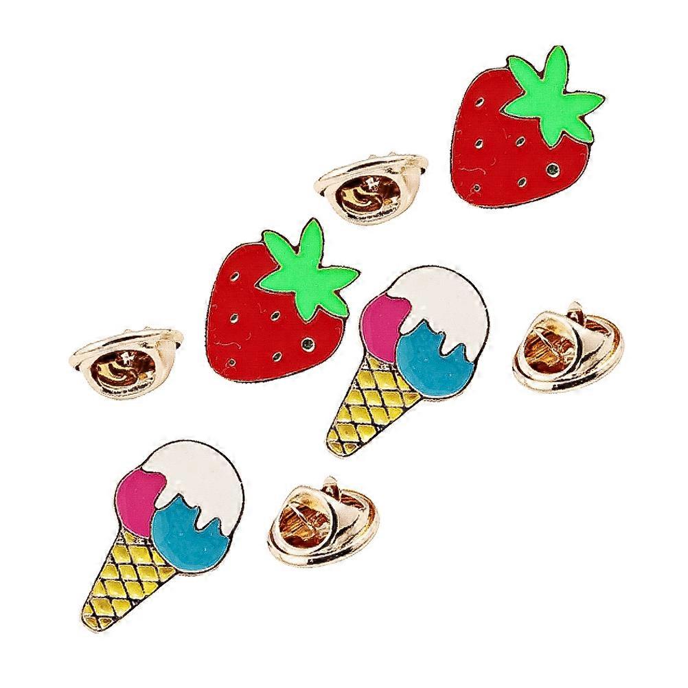 Lapel Brooch Strawberry Accessory Party Use Alloy Material 2.50X2.00X1.50cm Plating 4Pcs