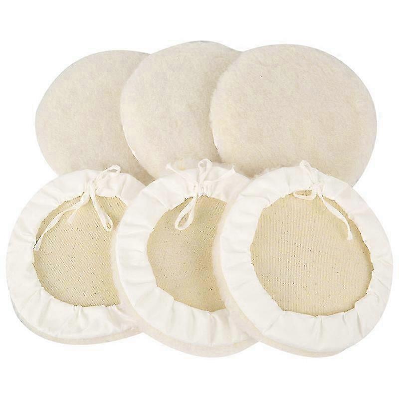 6 Pieces of 7-Inch Wool-Like Plush Polishing Disc Bundled with Lace-Up Wool Polishing Set Wool Pad B Edition 0704