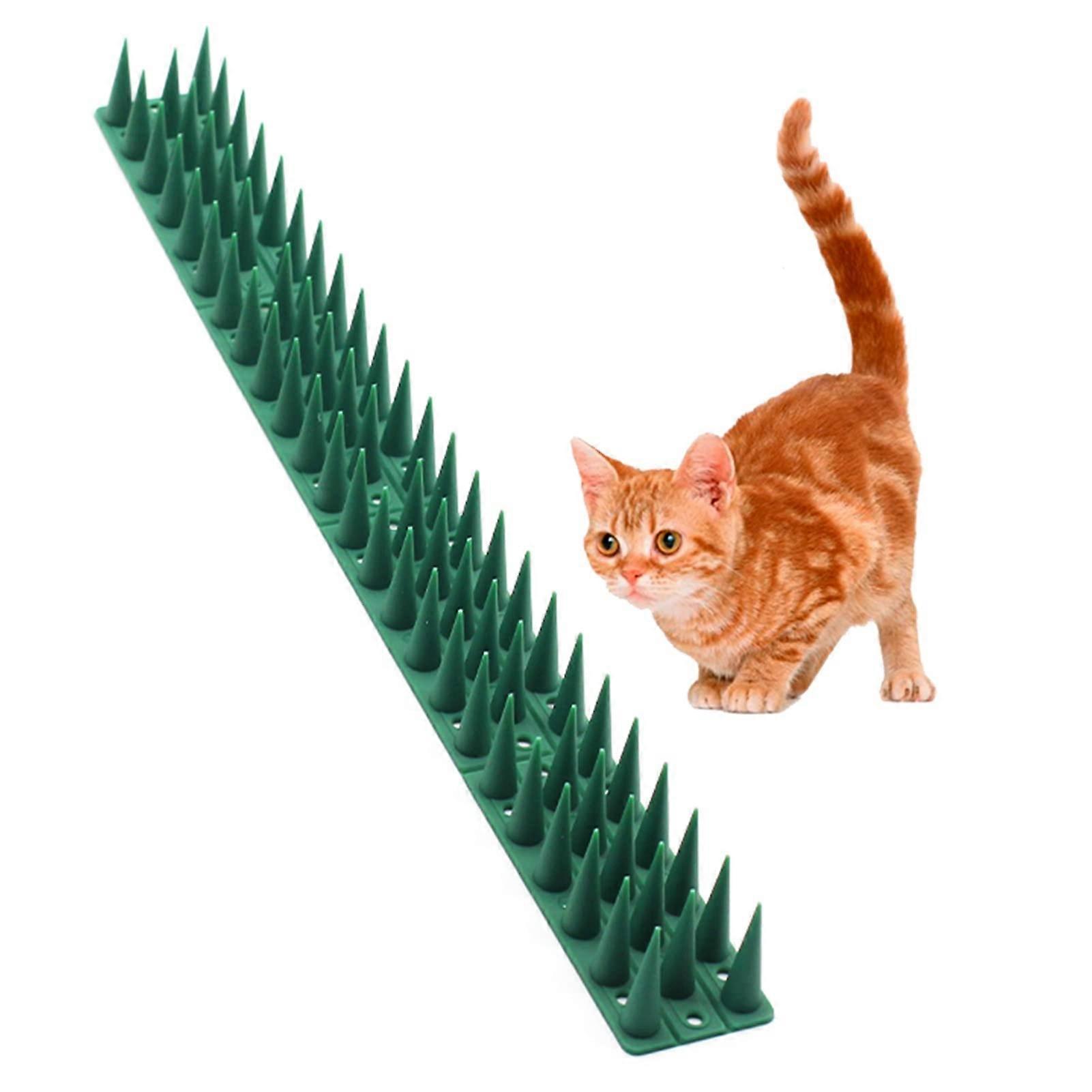 Cat Repellent Mat with Spikes - Green Plastic Scratching Bar for Windowsill, Outdoor Pet Deterrent, 12 Pcs Size 1