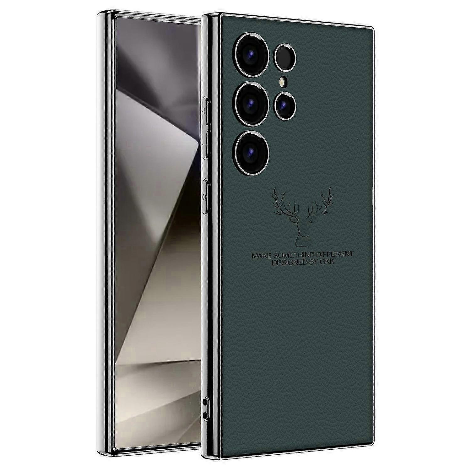 Case for Samsung Galaxy S24 Ultra Deer Pattern Electroplating TPU+PC+PU Phone Back Cover