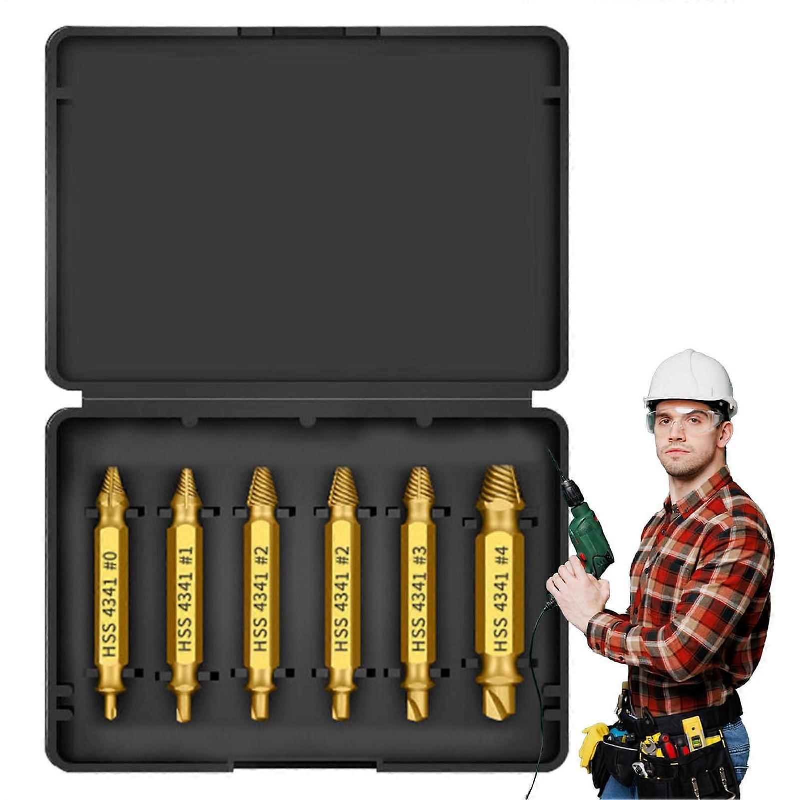 Screw Extractor Set for Rusty Screws and Stuck Bolts, Ergonomic Design, Titanium Coated for Automotive and Mechanical Repairs