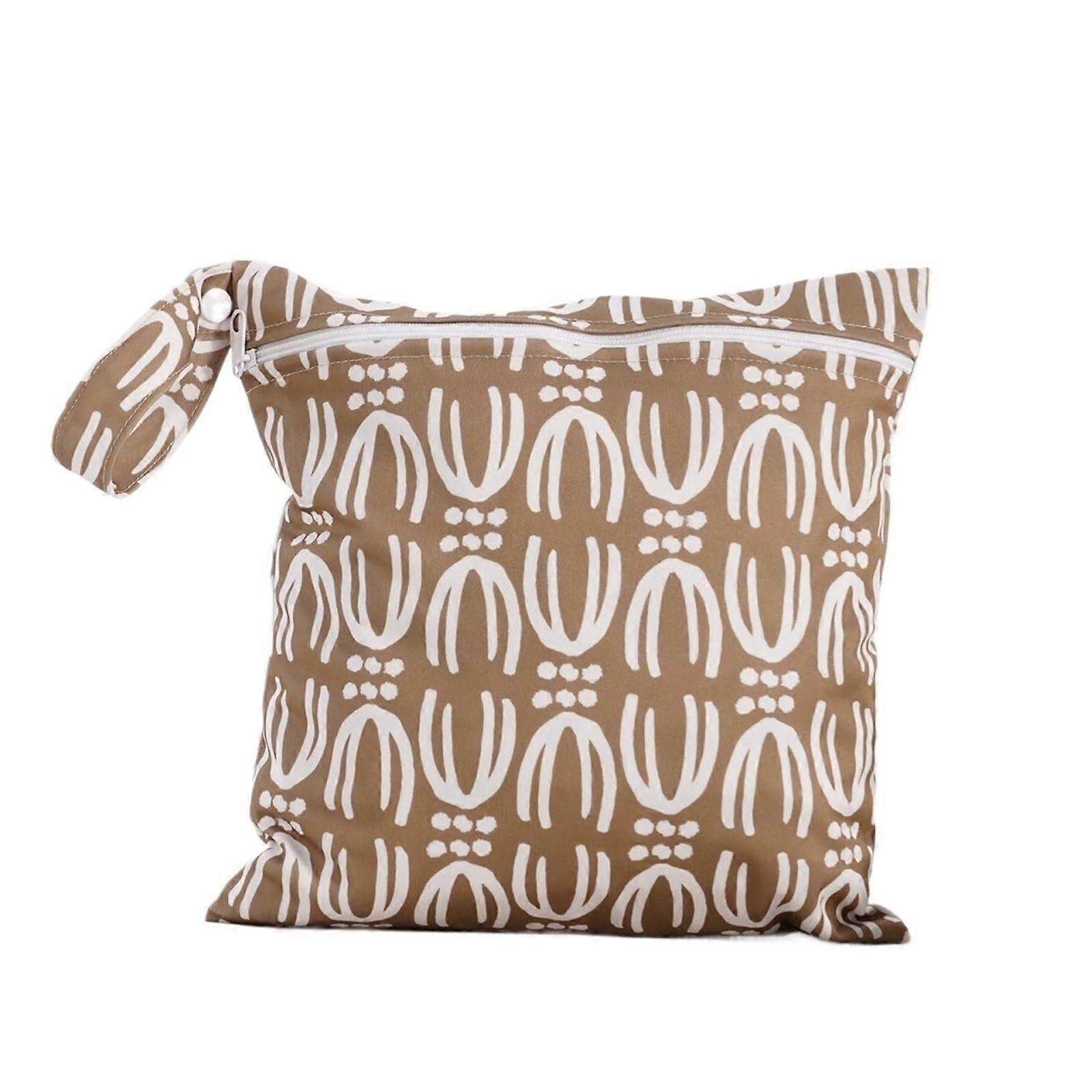 Wet & Dry Bag Set of 2, 26 x 27 cm Reusable Waterproof Diaper Bags with Zipper and Snap Handle, Colorful Pattern