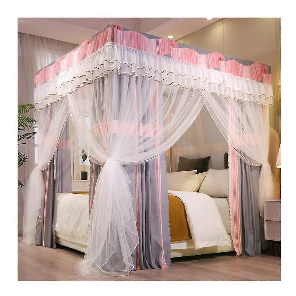 Bett Baldachin Zwillingskönig 180x200cm Pink Bettvorhang Moskitonetz für Schlafzimmer Dekor Erwachsene Mädchen