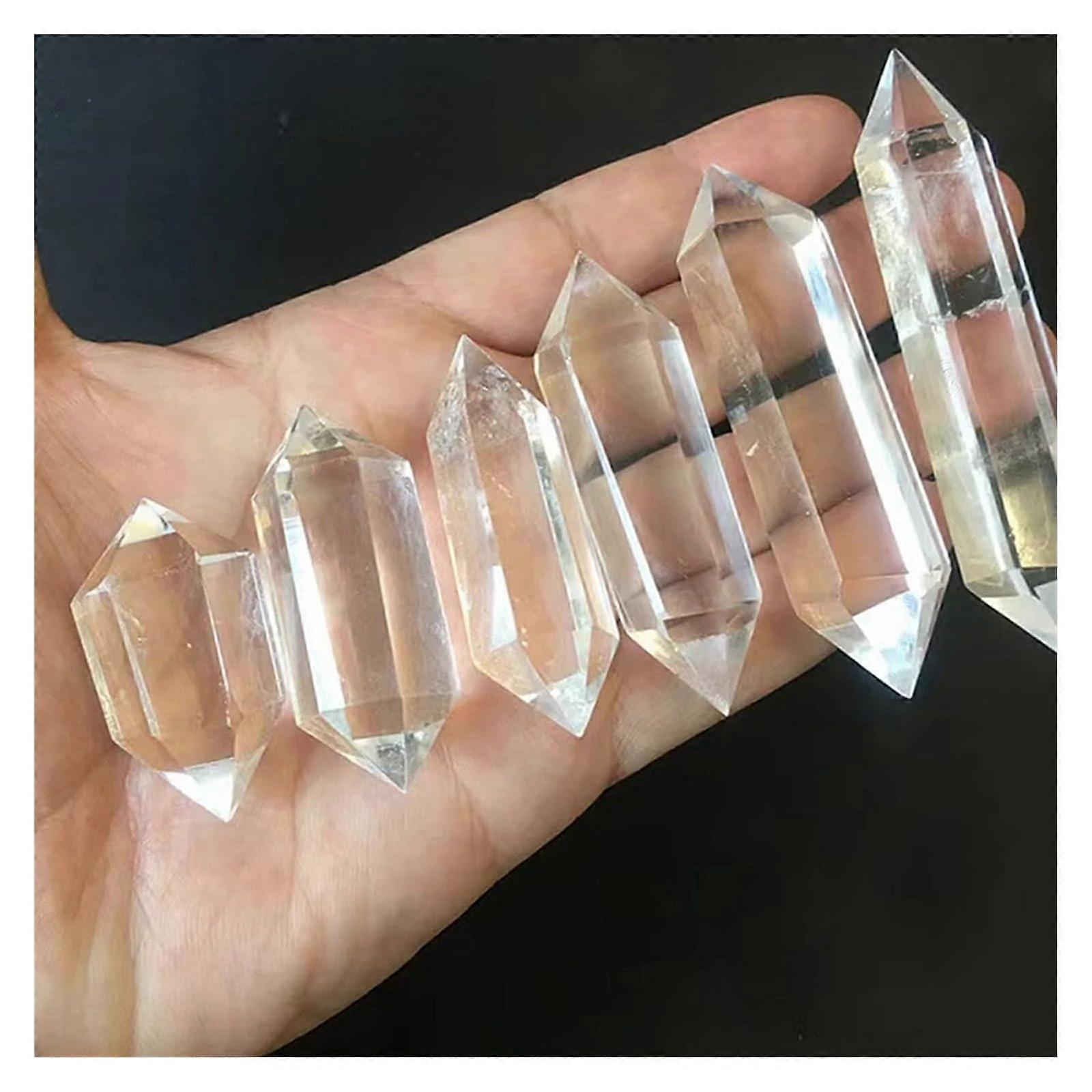 Tianwandong Double-Ended Crystal Clear Quartz Wand, Hexagon Prism, Cleaning Tool, 6-7cm Stone Figurine, 1 Piece
