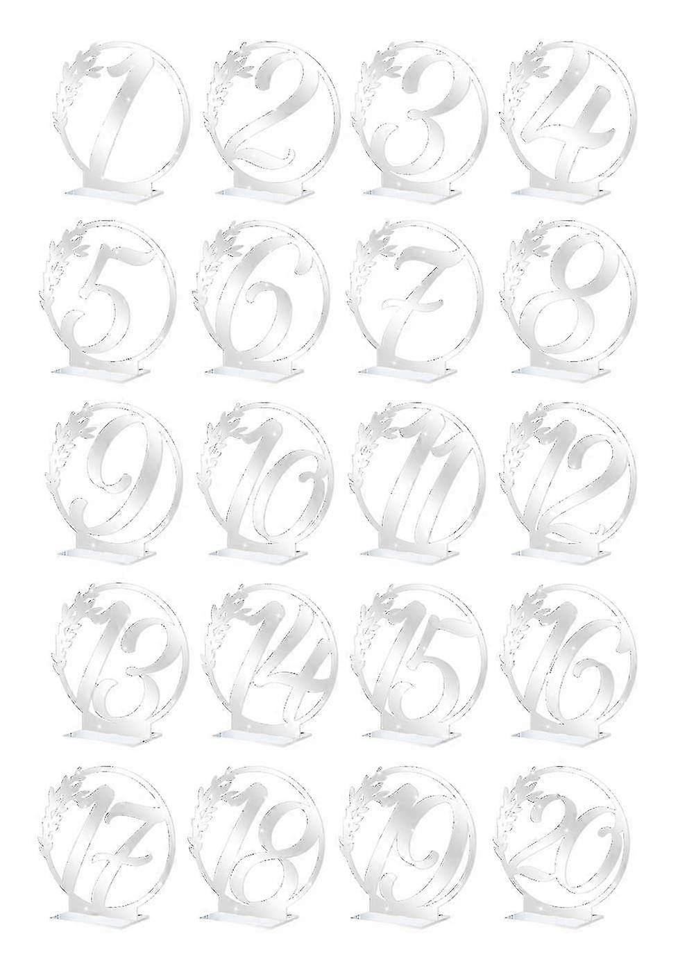 (1-20) 20 Assiettes de table rondes numrotes en acrylique - Argent avec bases, Assiettes de table de mariage, Assiettes de table, Cocktail DIY, As