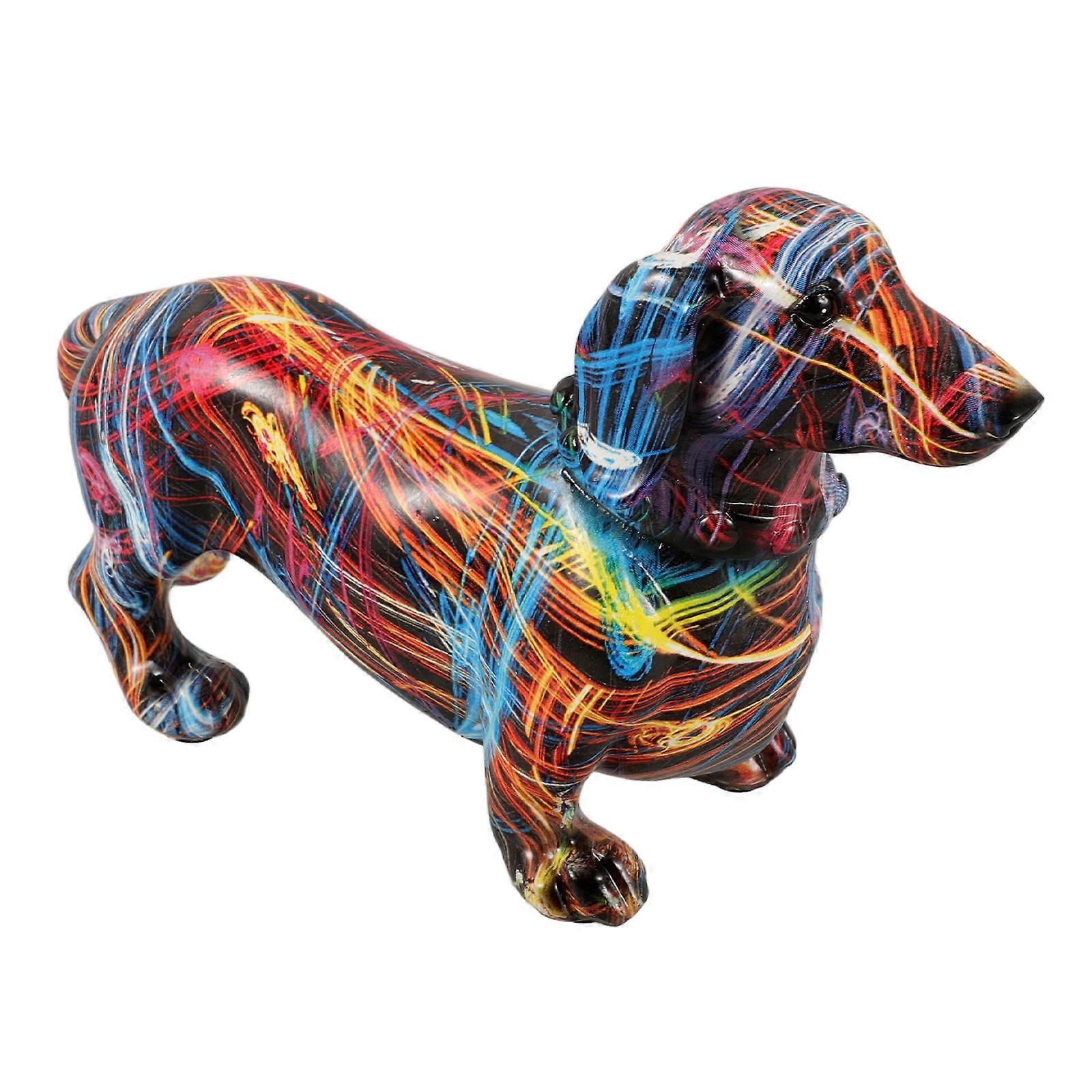 Dazzling Resin Dachshund Statue   Collectible Desktop Dog Ornament for Home, Office, Animal Lovers & Enthusiasts