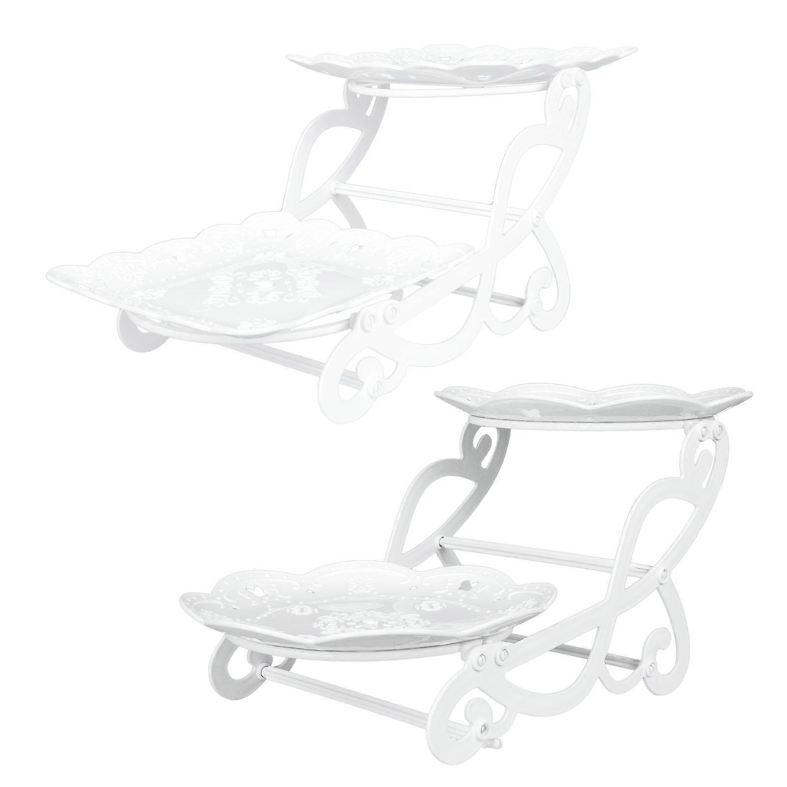 White PP Dessert Holder for Dinning Table with 2 Tier Design and Reasonable Size 6.3x6.3 Inches