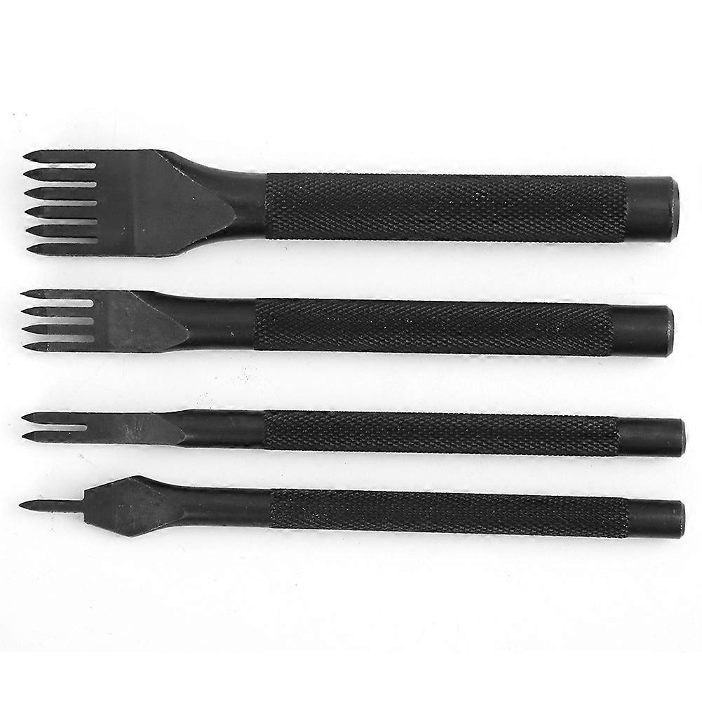 4 Pcs Prong Chisel Kit Leather Craft DIY Tool Black Electroplating Leather Craft Chisel