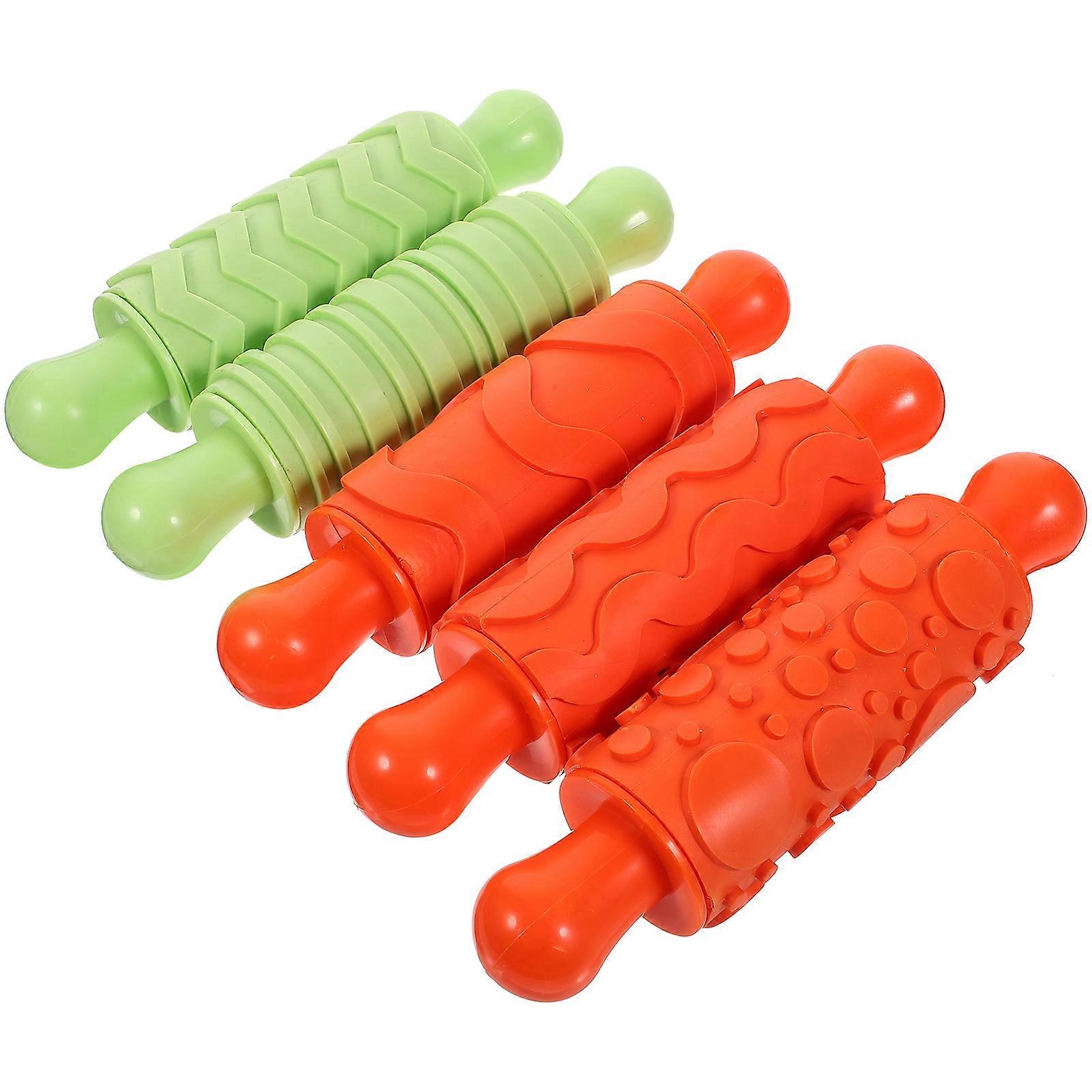 Rolling Pin For Kids Handmade Craft Tool Assorted Color 18.00X4.00X4.00CM Plastic Material 5Pcs