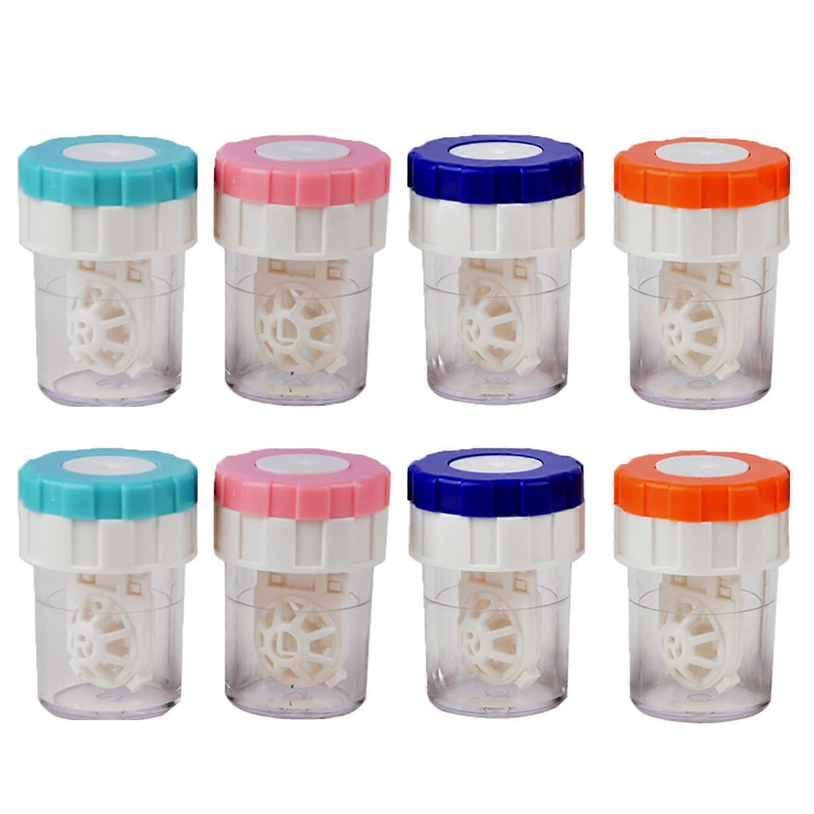 Pack of 8 Contact Lens Containers, Soft Lenses, Portable, Multicoloured