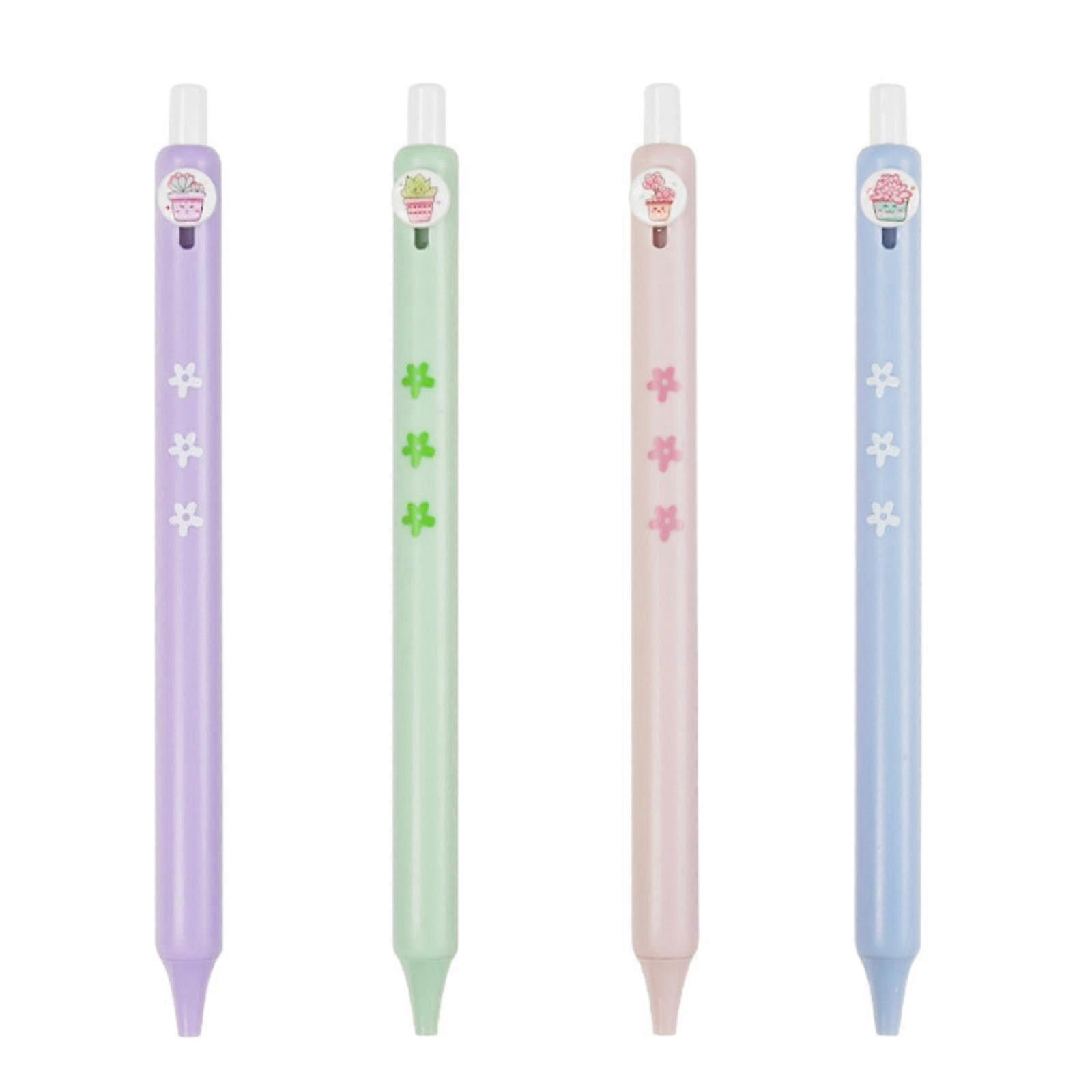 0.5mm Cartoon Succulent Pattern Neutral Pens, 4-Pack, CS Tip, Quick Drying, Fine Point Writing Supplies