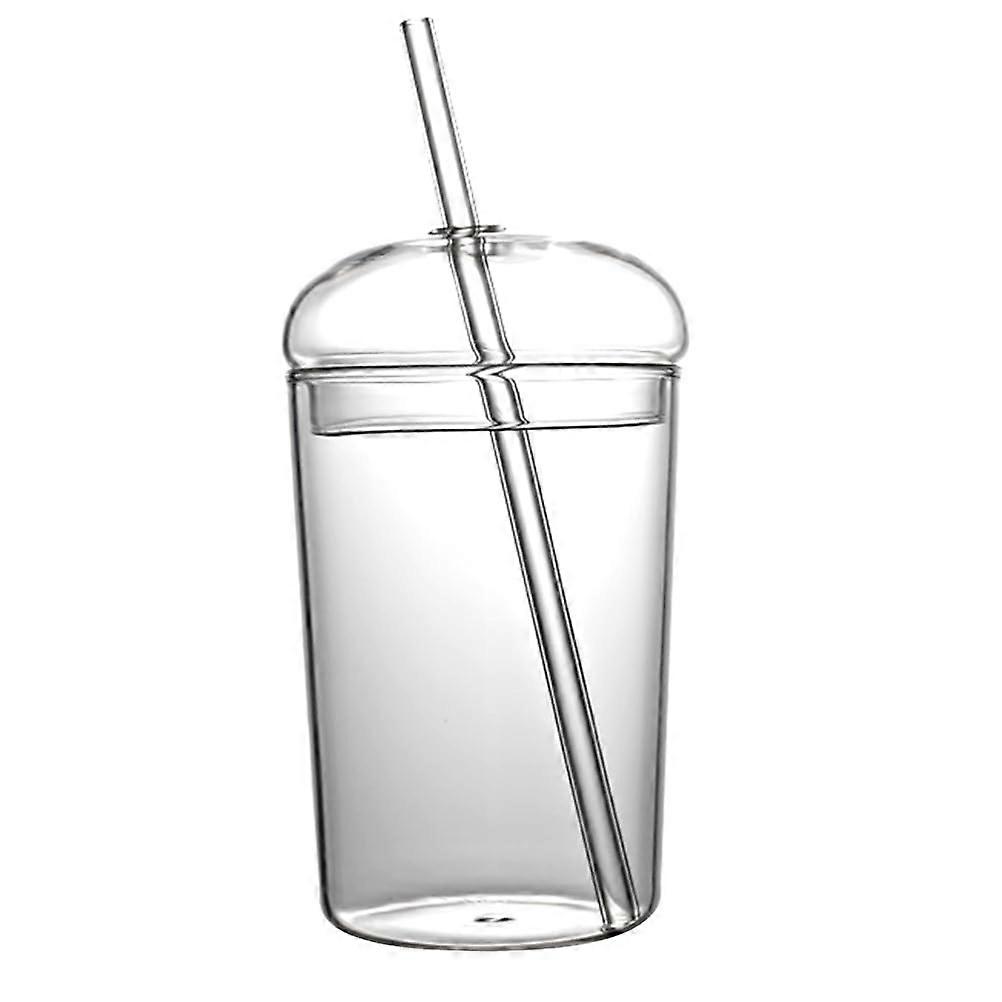 Glass Cup with Lid and Straw, Reusable Iced Coffee Cups, Clear Cups (Transparent)