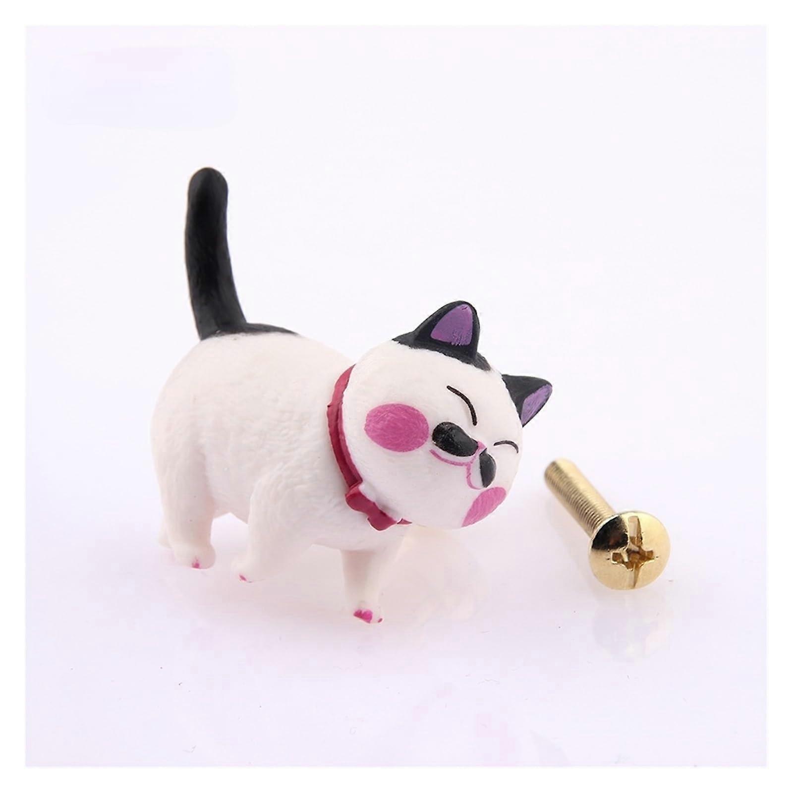 2 Pieces Brass Rotating Cat Handle Cartoon Wardrobe Door Handle Cute Drawer Single Hole Surface Mounted Small Handle (Color : 04)