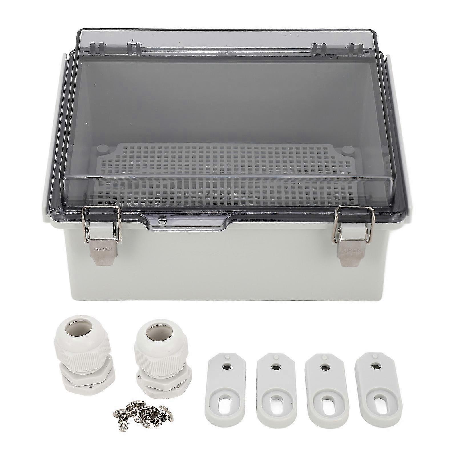 Waterproof Junction Box with Clear Cover - Dustproof ABS Plastic Outdoor Project Enclosure in Grey - Universal Hinged Shell Design
