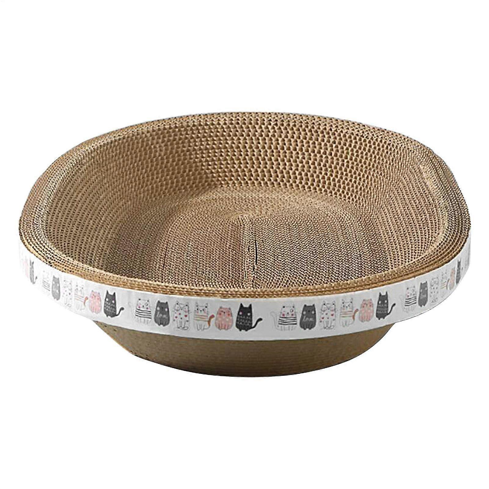 For cats oval shape made of density cardboard and an indoor cat lounger for sleeping, resting, and claw care.