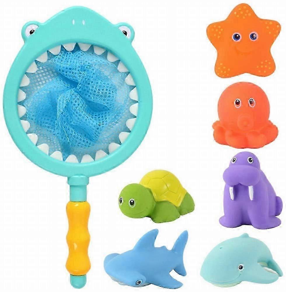 Bath Toy , Fishing Floating Animals Squirts Toys Games Playing Set with Fishing net , Fish Net