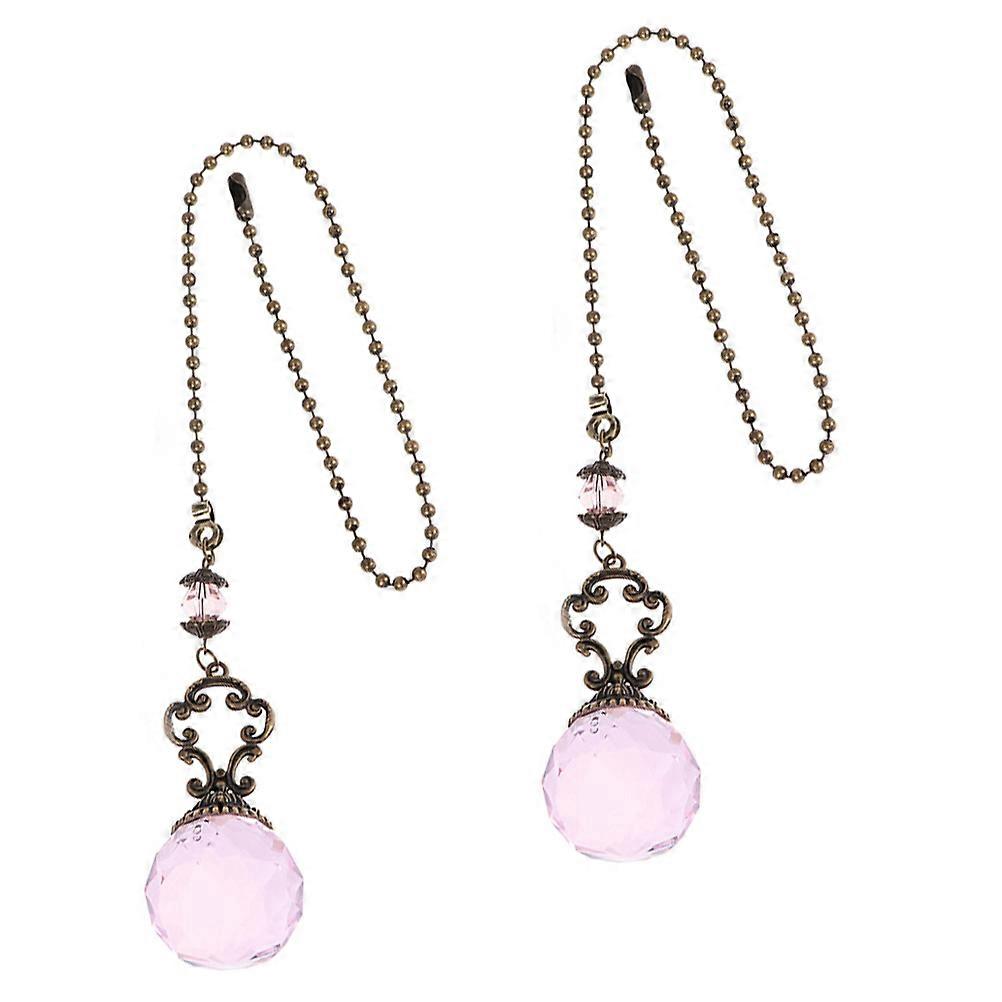 2Pcs Crystal Ball Light Pendant Ceiling Fan Pull Chain Decorative Light Accessory